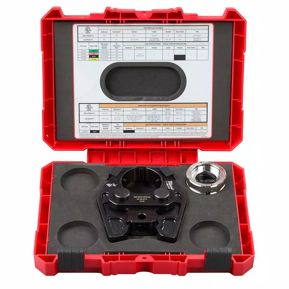 Milwaukee 750 MCM Cu/Al Crimping Jaw with 750 MCM Cu 6-Ton U Style Die and#8211; XDC Depot - Mycitystee