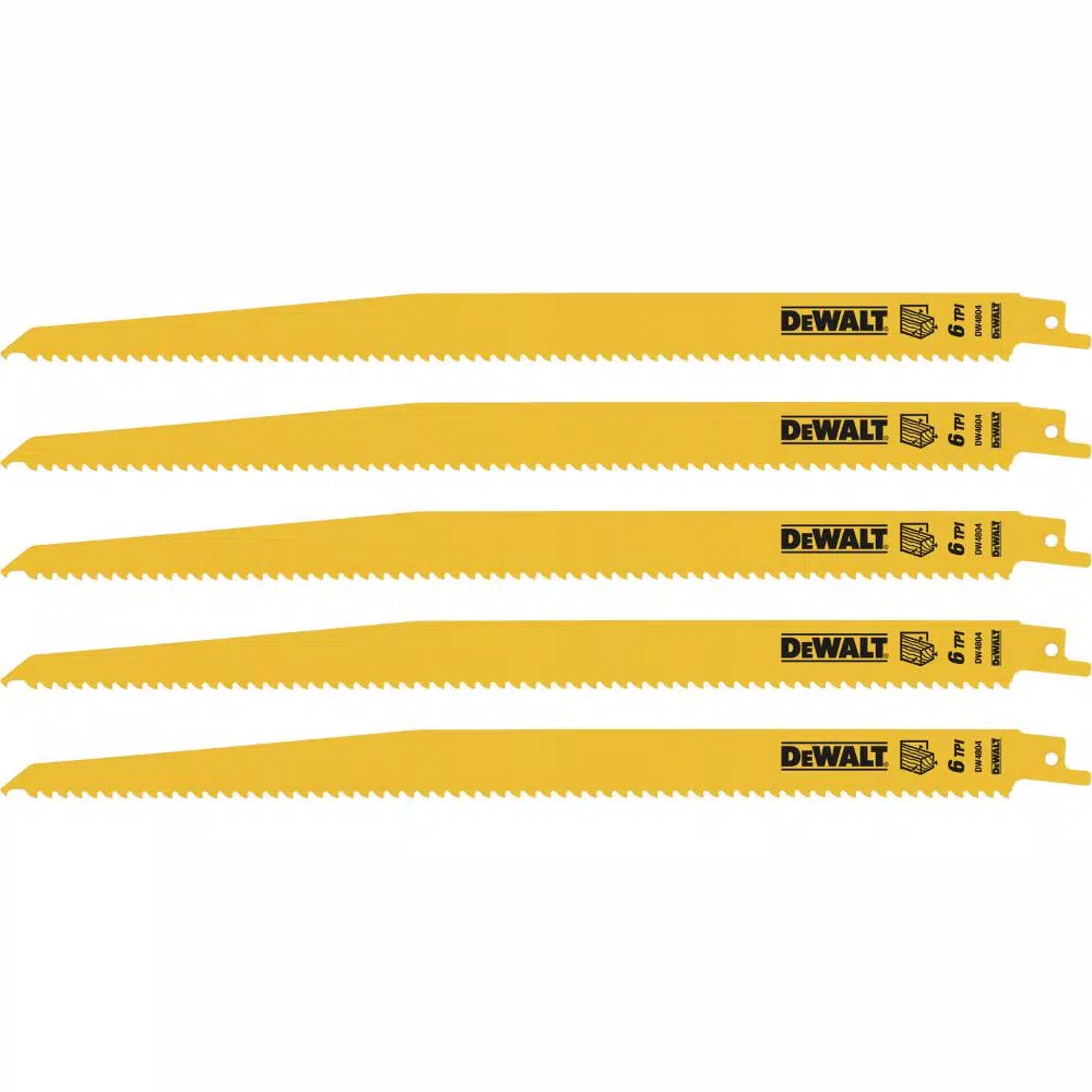 DEWALT 12 in. 6 Teeth per in. Taper Back Bi-Metal Reciprocating Saw Blade (5-Pack) and#8211; XDC Depot - Mycitystee