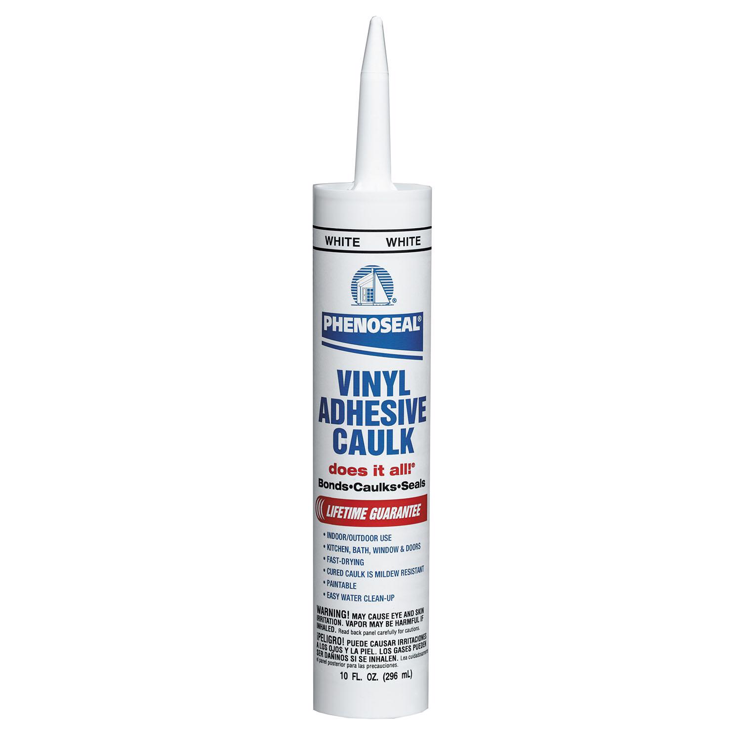 Phenoseal Does It All White Vinyl Kitchen and Bath Adhesive Caulk 10 oz - Mycitystee