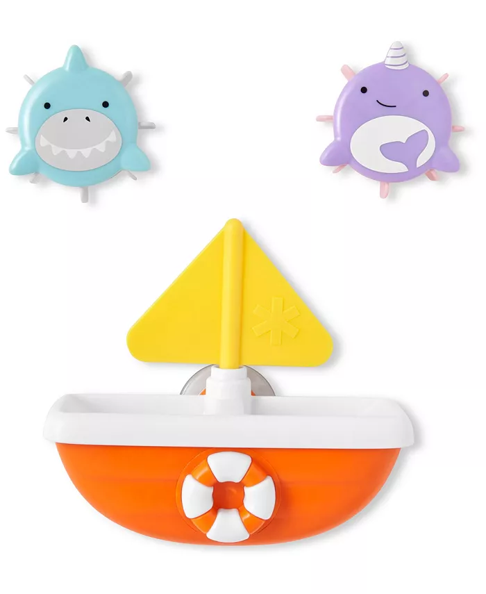 Skip Hop Zoo Tip and Spin Boat， Shark， Narwhal， 3 Piece Set - Mycitystee