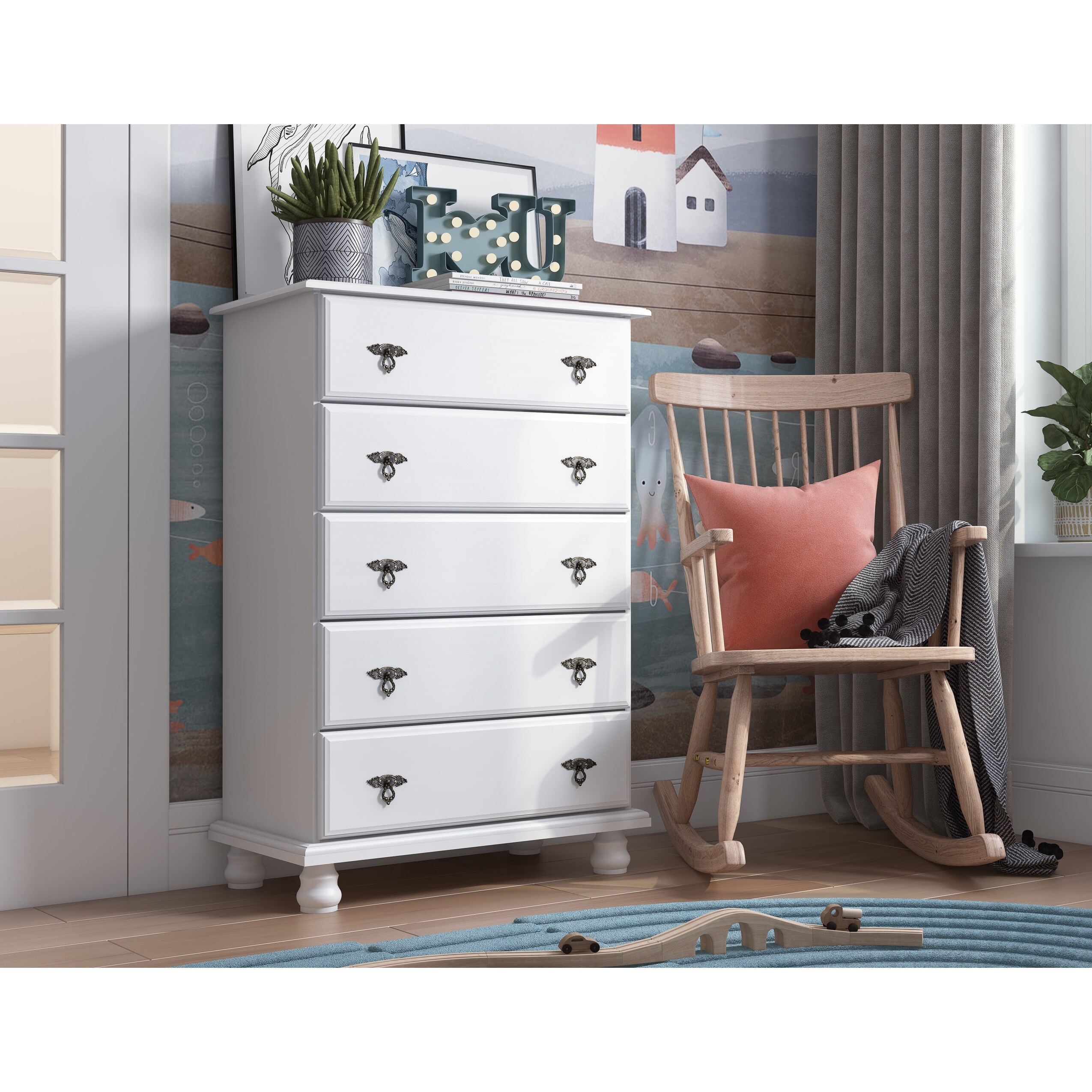 100% Solid Wood Traditional Kyle 5-Drawer Chest by Palace Imports - - 36782769 - Mycitystee