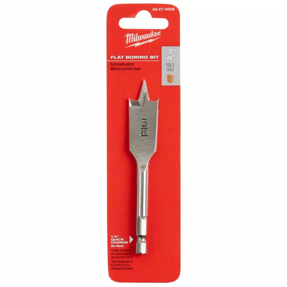 Milwaukee 3/4 in. x 4.5 in. Flat Boring Bit and#8211; XDC Depot - Mycitystee