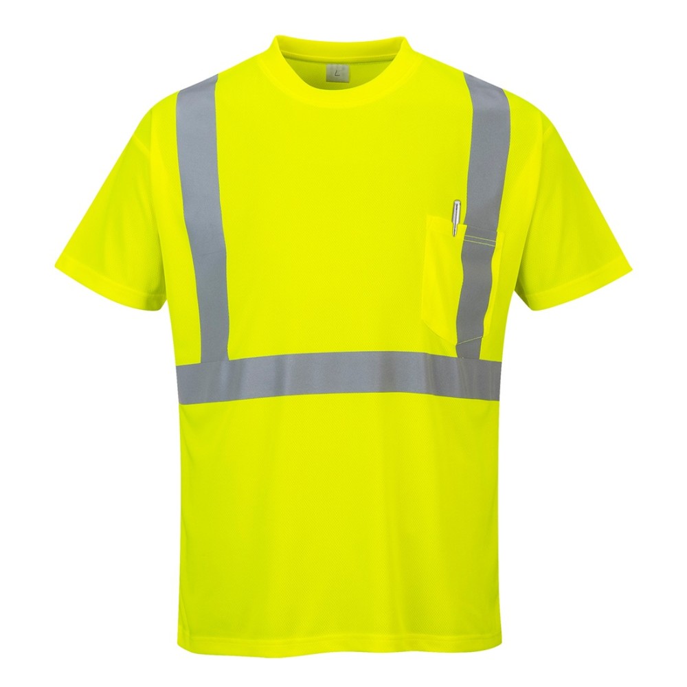 Hi-Vis Pocket T-Shirt Yellow - Small - Mycitystee