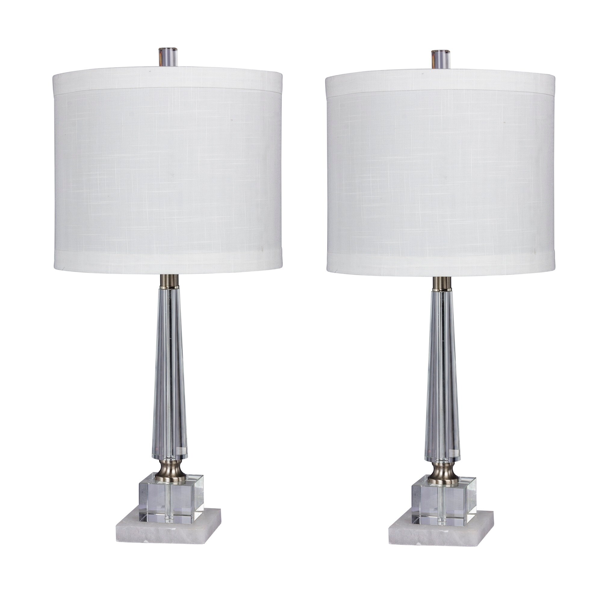 Fangio Lighting's #5146-2PK Pair Of 26 in. Tapered Table Lamps in a Clear Crystal and Snow Marble Finish - Mycitystee