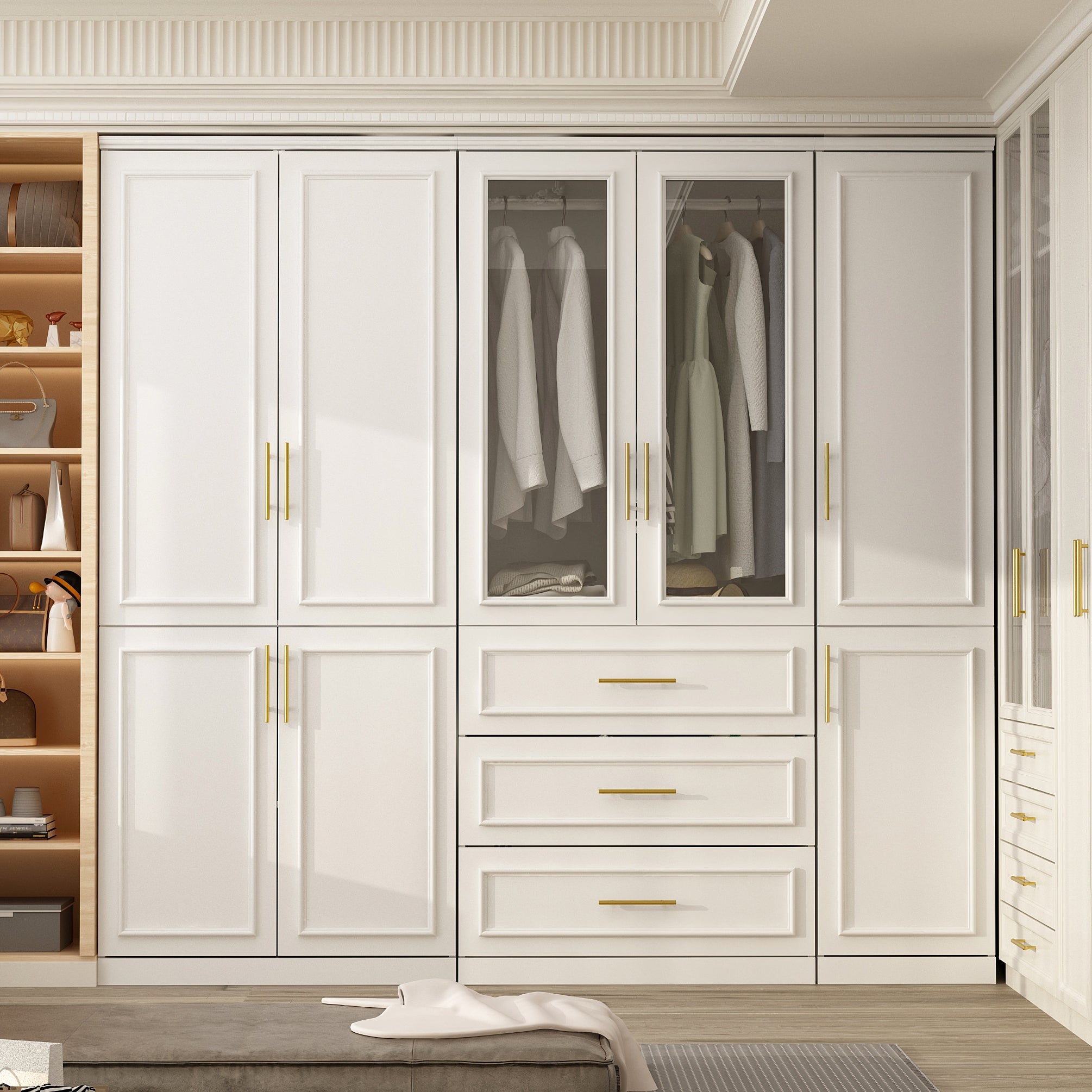 Combo Armoire Wardrobe Storage Cloest Modular Cabinet Dresser Lacquer - - 37778709 - Mycitystee