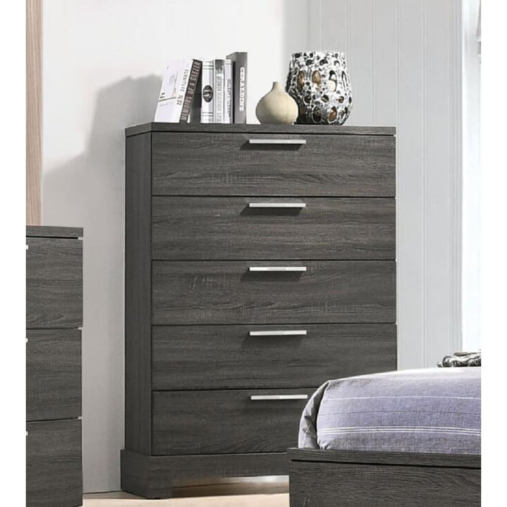 Global Pronex Wooden Chest with 5 Drawers in Gray Oak - - 35478760 - Mycitystee
