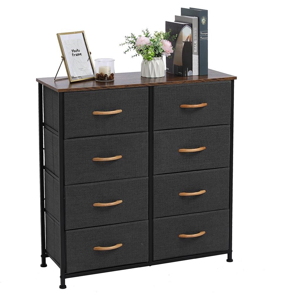 4-Tier Wide Drawer Dresser，Storage Unit with 8 Pull Fabric Drawers Gray - - 33396108 - Mycitystee