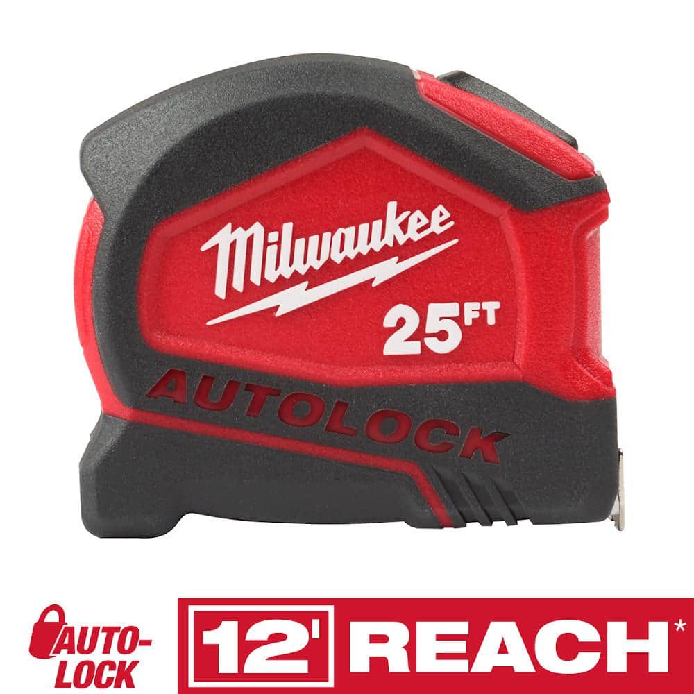 Milwaukee 25 ft. Compact Auto Lock Tape Measure 48-22-6825 - Mycitystee