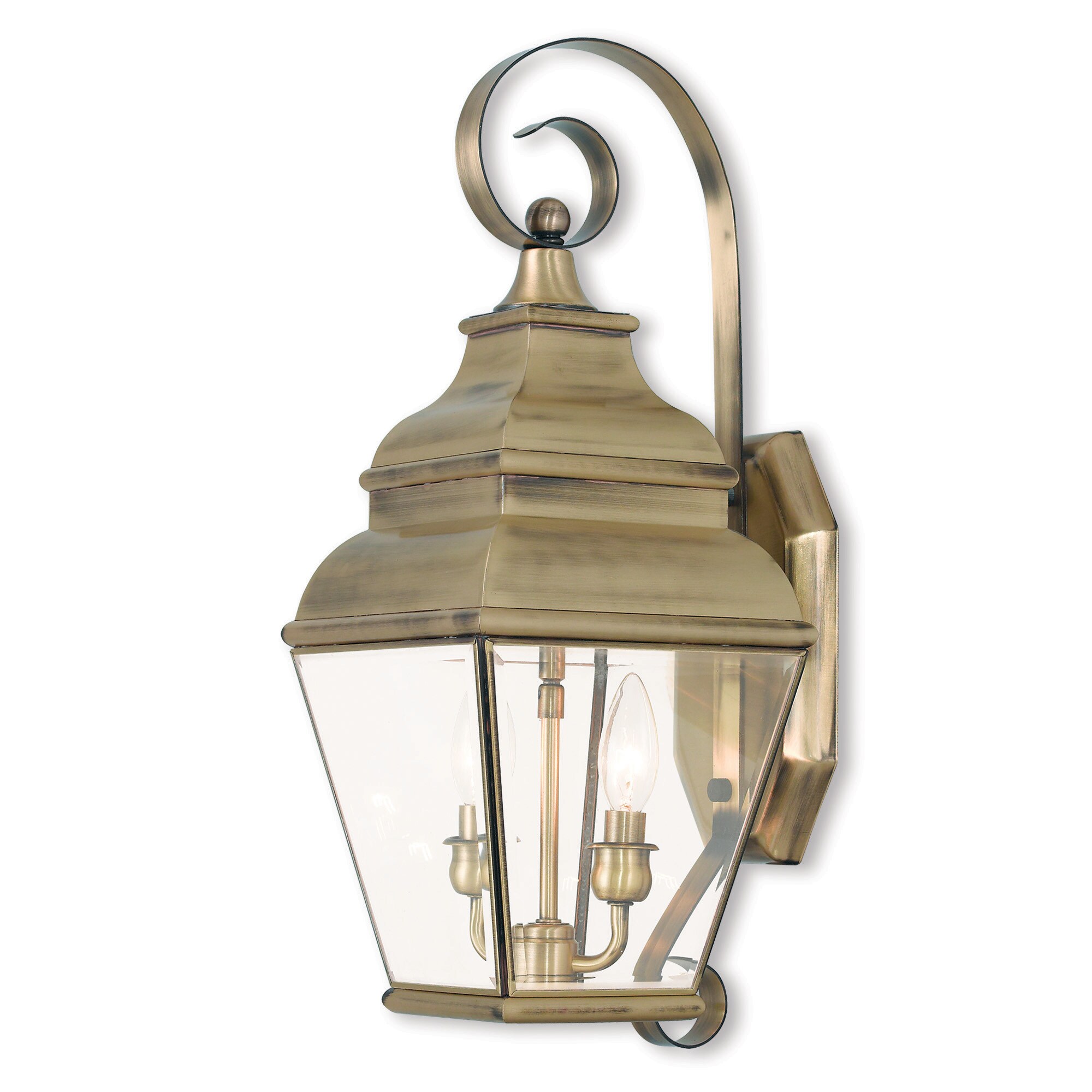 Livex Lighting Exeter Antique Brass Finish 2-light Outdoor Lantern Shopping - The Best Deals on Outdoor Wall Lanterns | 21168267 - Mycitystee