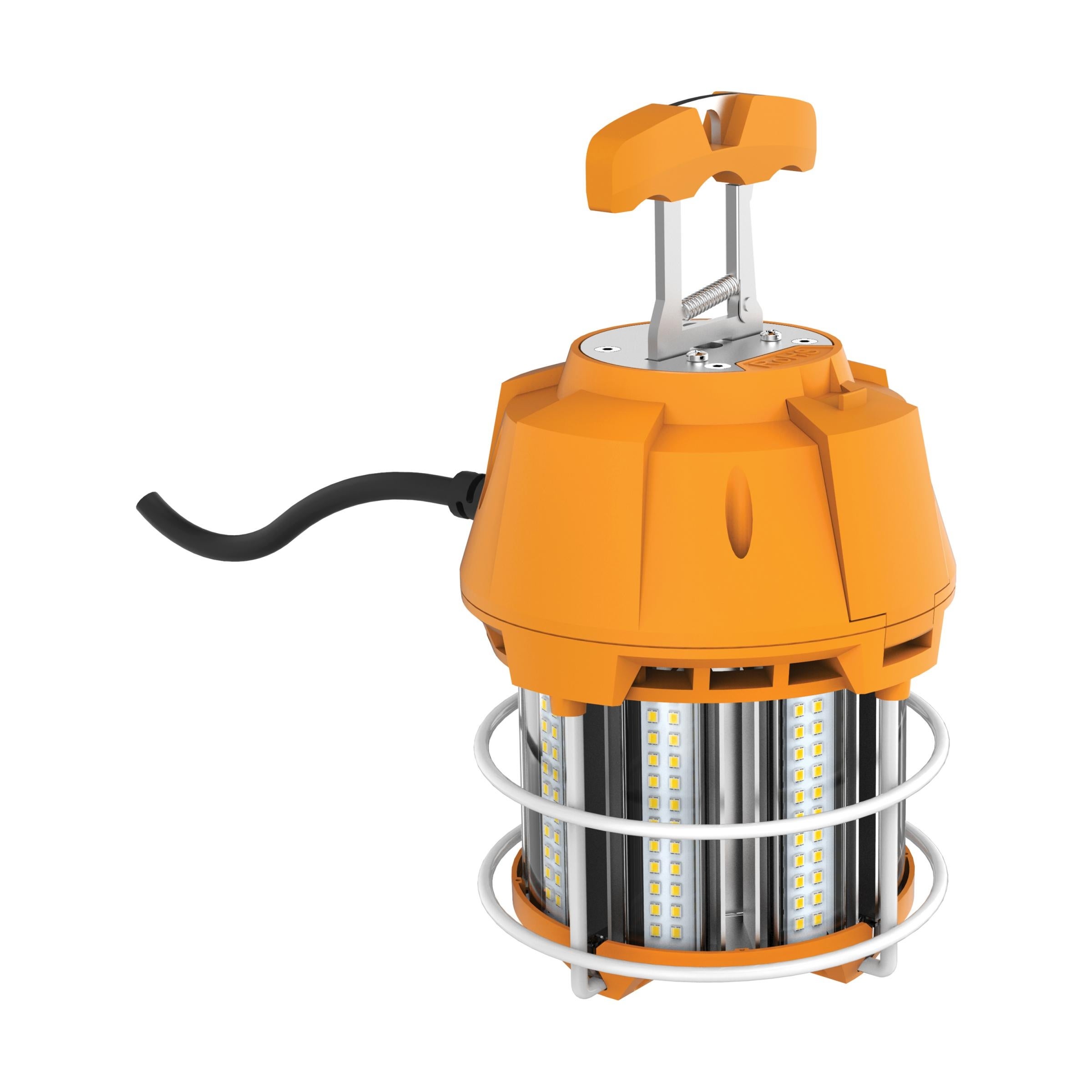 60 Watt LED Hi-Lumen Temporary High Bay Caged Lamp 5000K Integrated Cord and Plug and Hook 120 Volts - Orange - Mycitystee
