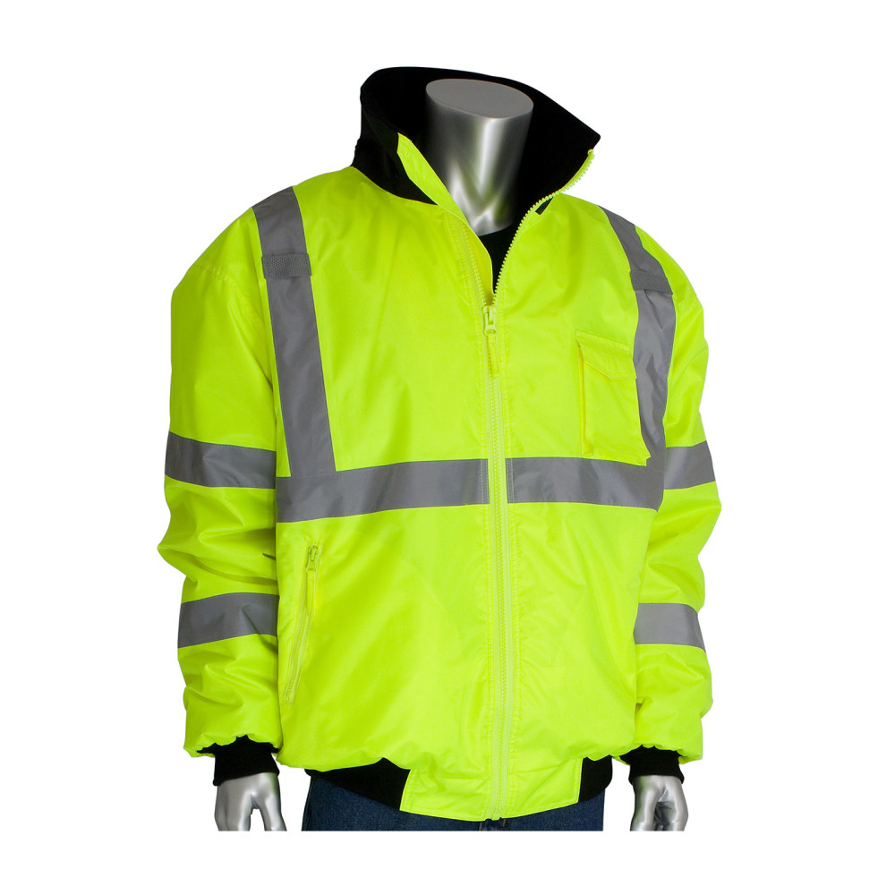 Protective Industrial Products  ANSI R3 Bomber Jacket Hi Vis Lime Yellow Small - Mycitystee