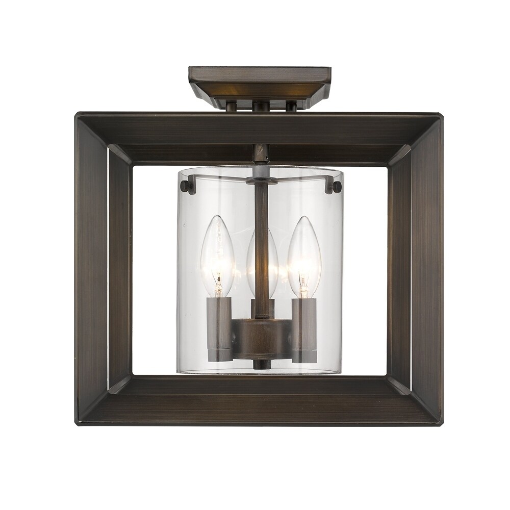 Golden Lighting's Smyth Semi-Flush Gunmetal Bronze and Clear Glass - Mycitystee