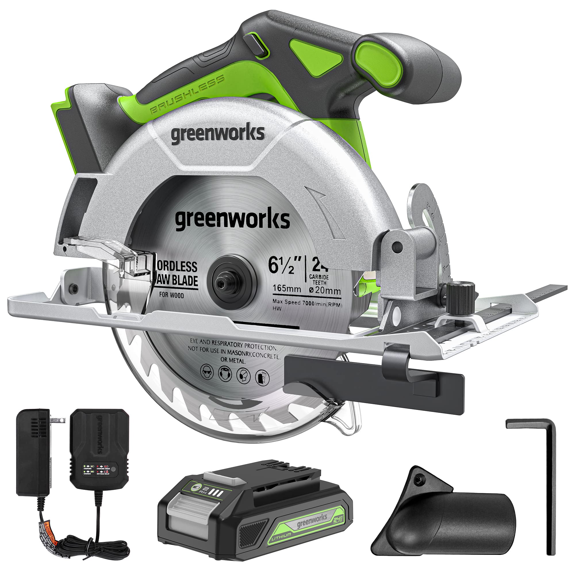 24V Cordless Battery 6.5'' Circular Saw w/ 2.0Ah Battery  Charger - Mycitystee