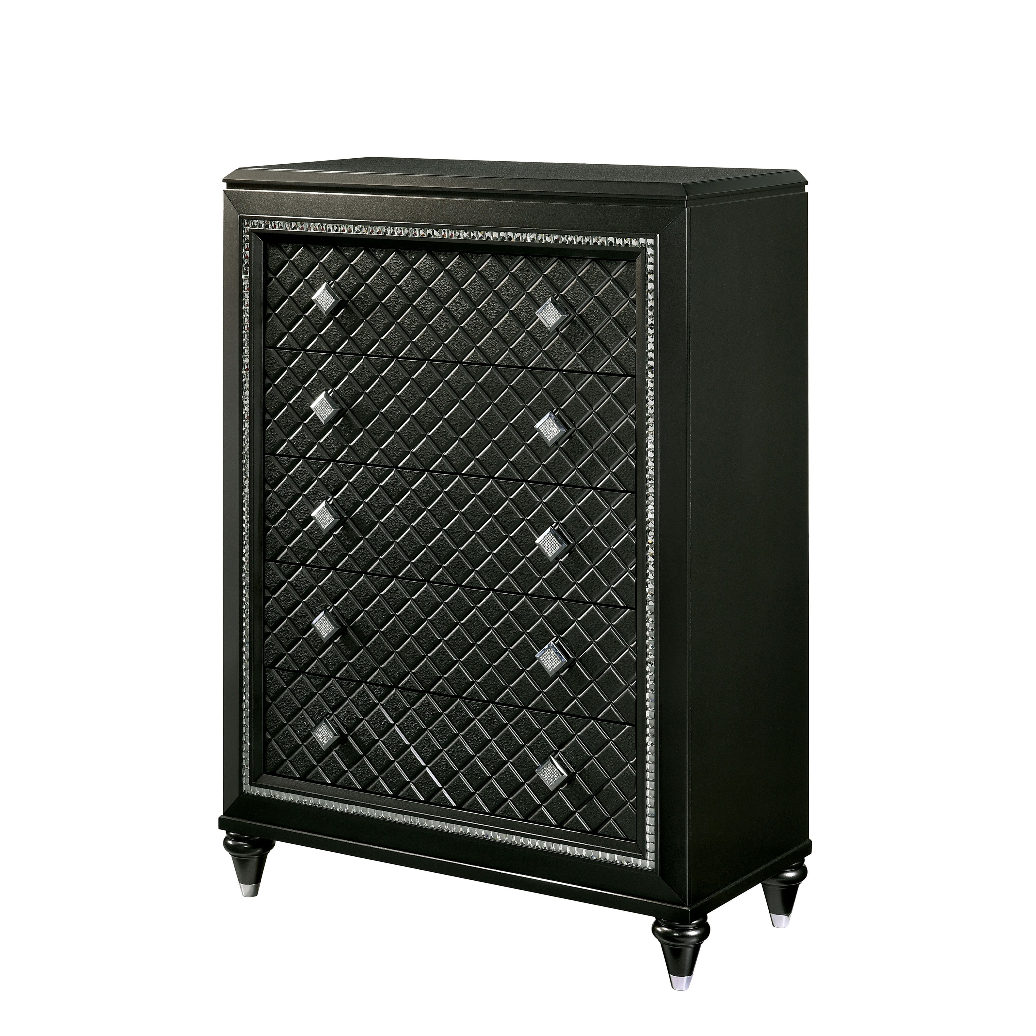 Furniture of America Mondra Glam Grey Solid Wood 5-drawer Chest - - 23440935 - Mycitystee