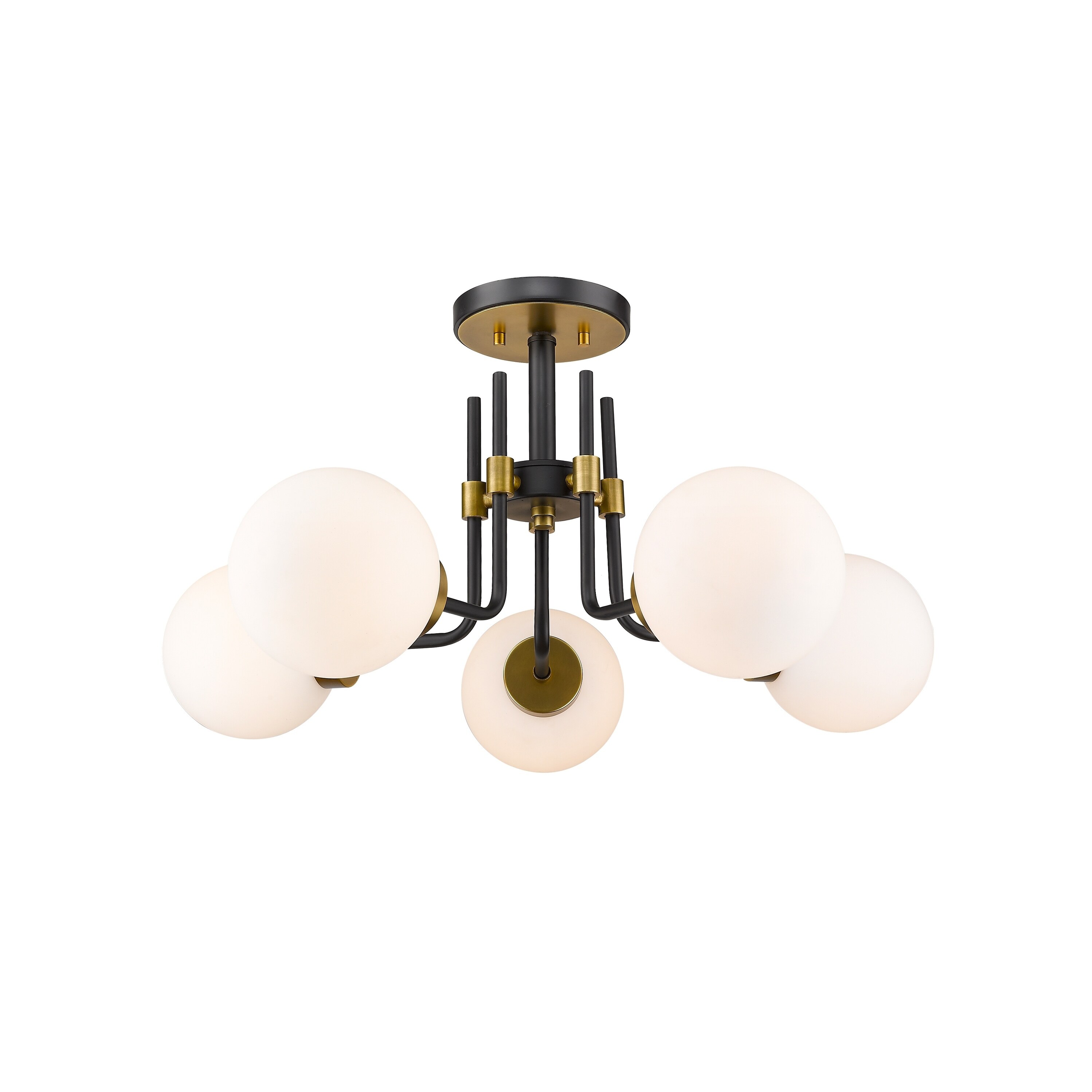 Parsons 5 Light Semi Flush Mount - Matte Black + Olde Brass - Mycitystee