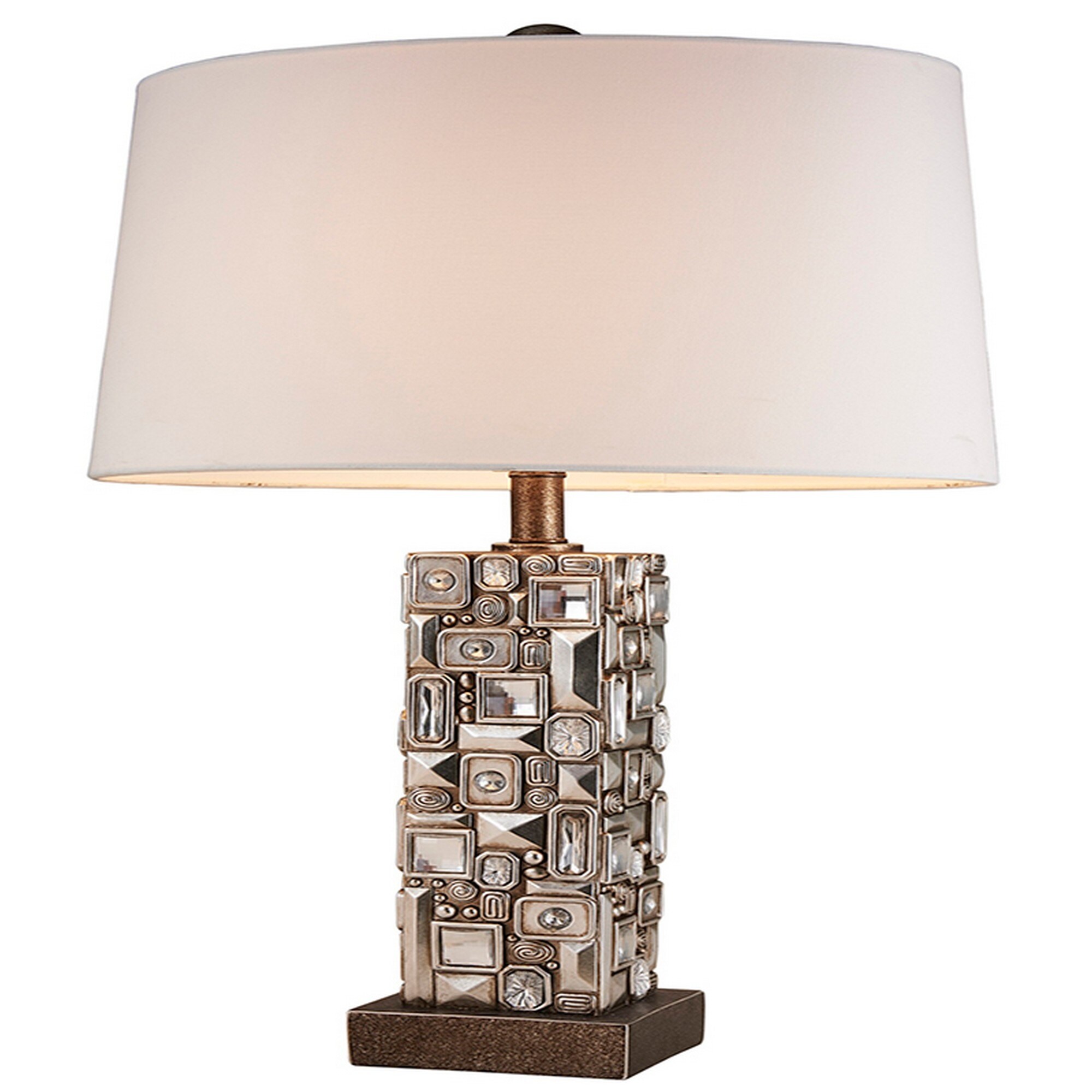 Table Lamp with Abstract Mirror Block Base， Bronze - Mycitystee