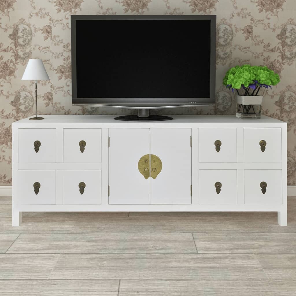 vidaXL Wooden Sideboard Asian Style with 8 Drawers and 2 Doors - - 18965613 - Mycitystee
