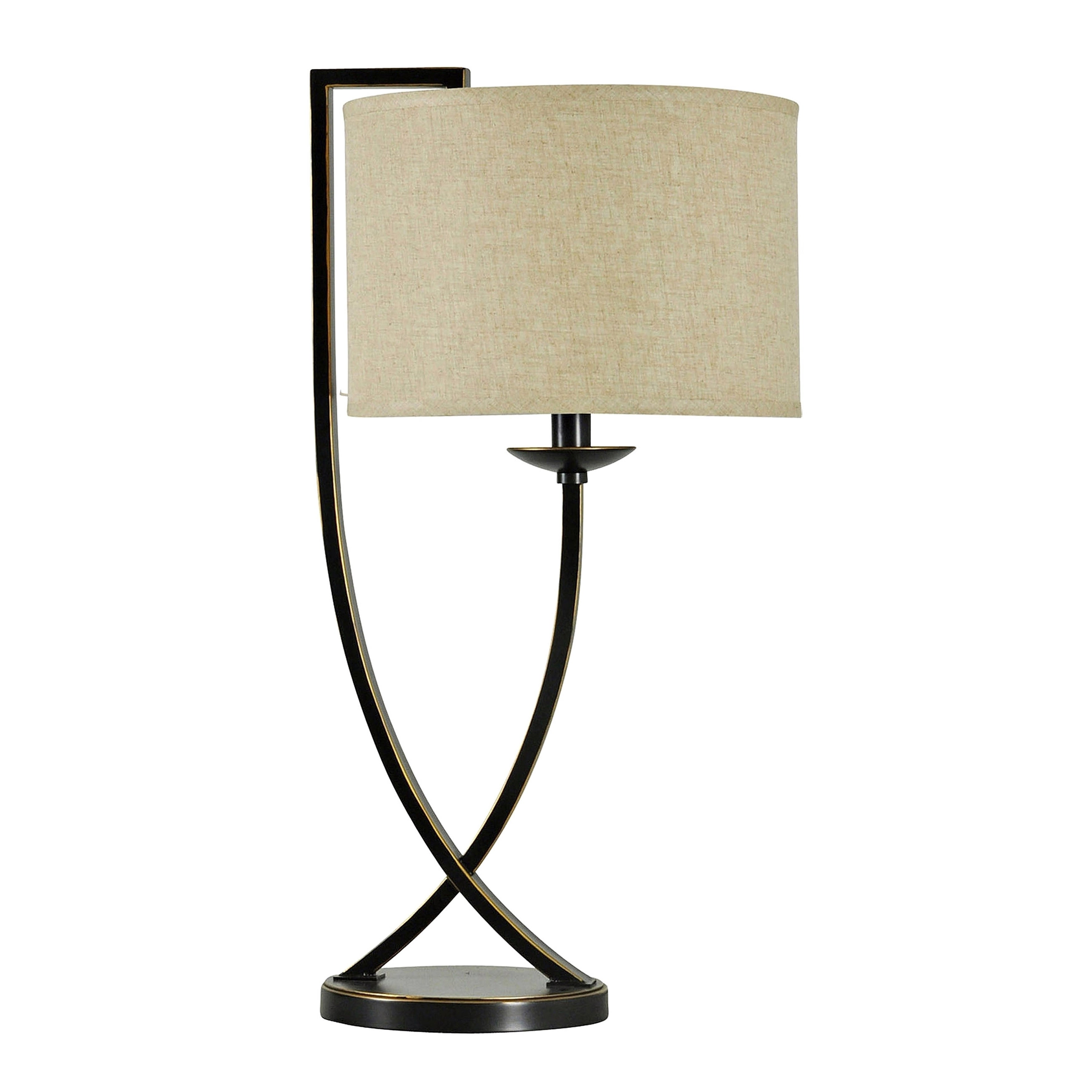 StyleCraft Madison Bronze Table Lamp - Beige Hardback Fabric Shade - Mycitystee