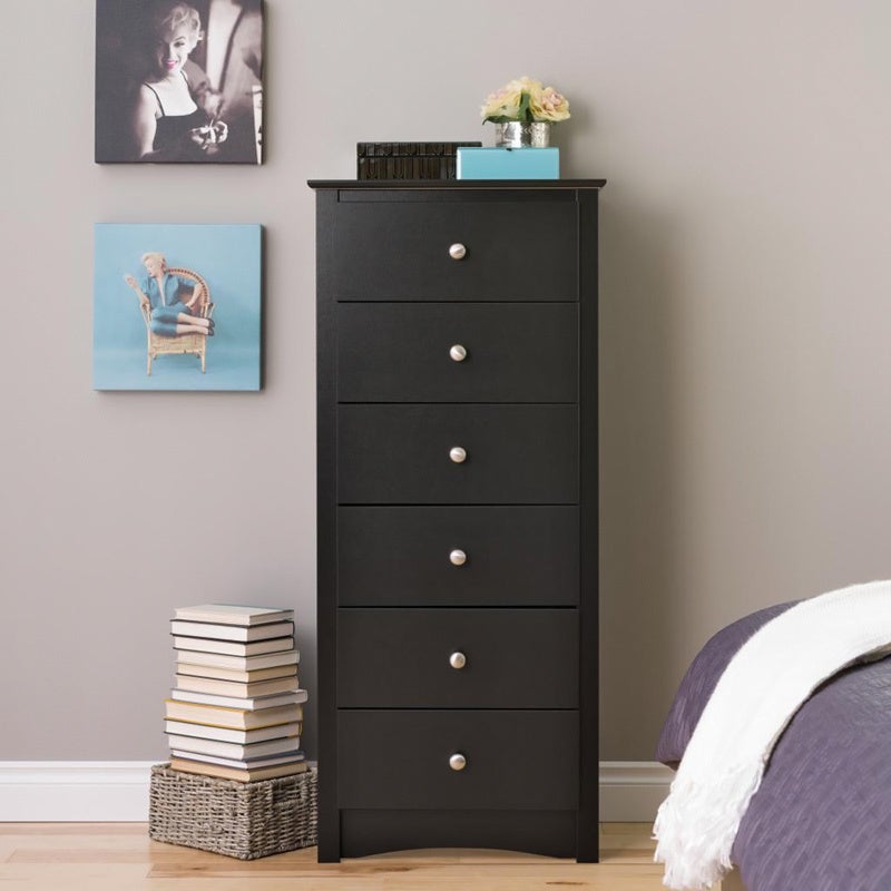 Broadway Black 6-drawer Lingerie Chest - - 20882071 - Mycitystee