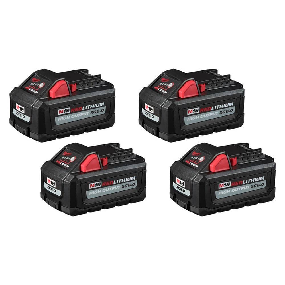 Milwaukee M18 18-Volt Lithium-Ion High Output 6.0Ah Battery Pack (4-Pack) 48-11-1862-48-11-1862 - Mycitystee