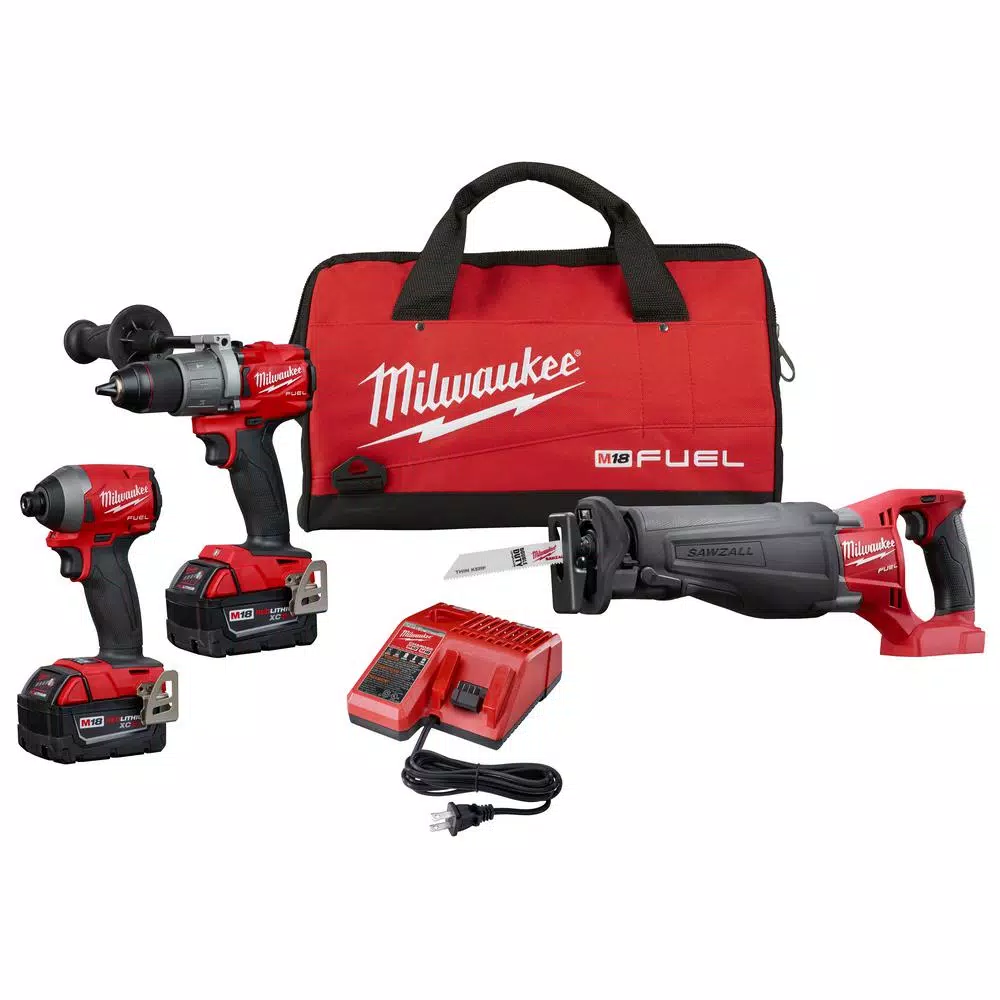 Milwaukee M18 FUEL 18-Volt Lithium-Ion Brushless Cordless Combo Kit (3-Tool) w/(2) 5Ah Batteries， Charger and Tool Bag and#8211; XDC Depot - Mycitystee