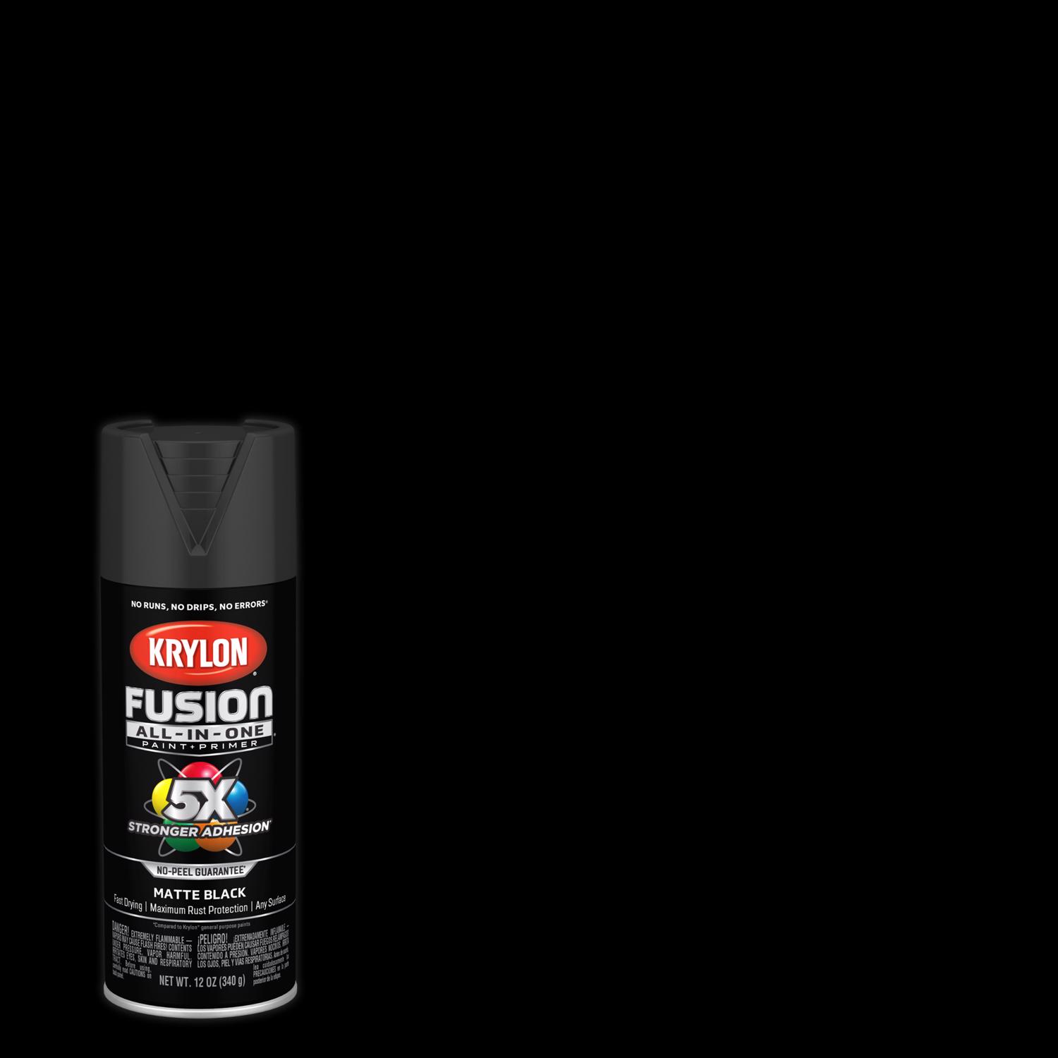 Krylon Fusion All-In-One Matte Black Paint+Primer Spray Paint 12 oz - Mycitystee
