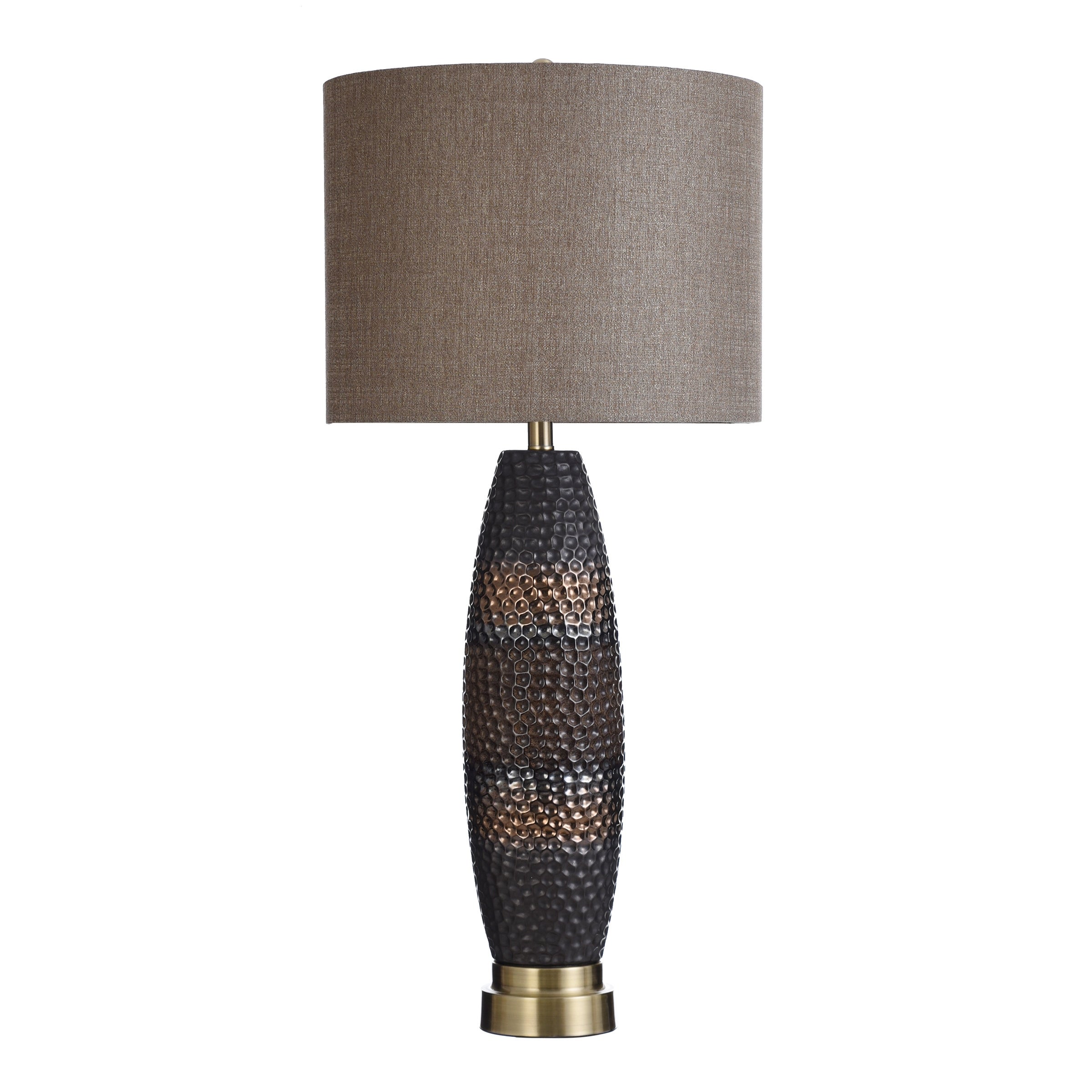 StyleCraft Laughlin Ceramic Gold and Gray Table Lamp - Beige Hardback Fabric Shade - Mycitystee