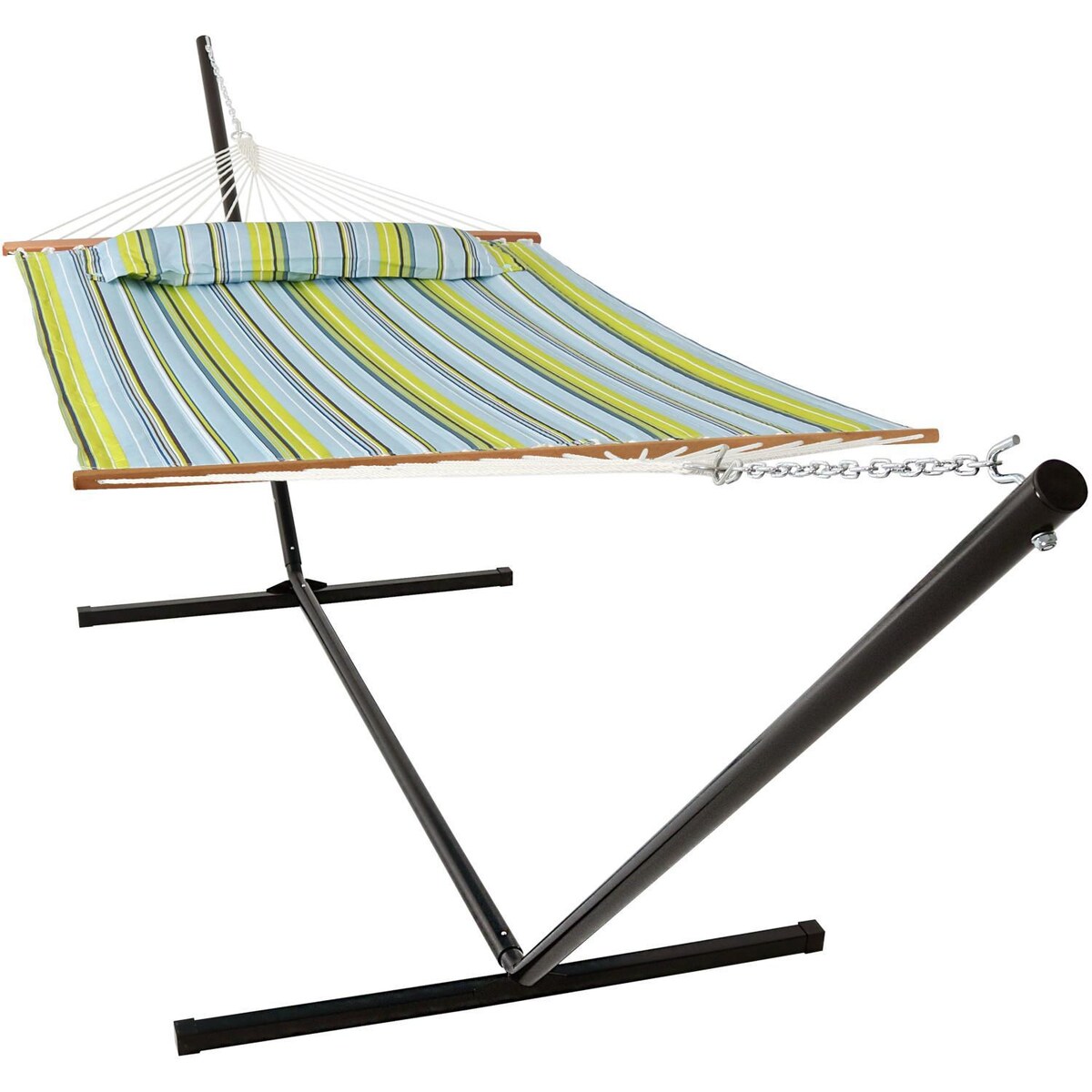 Ultimate Patio Quilted Double Hammock w/ Heavy-Duty Stand and Pillow - Mycitystee
