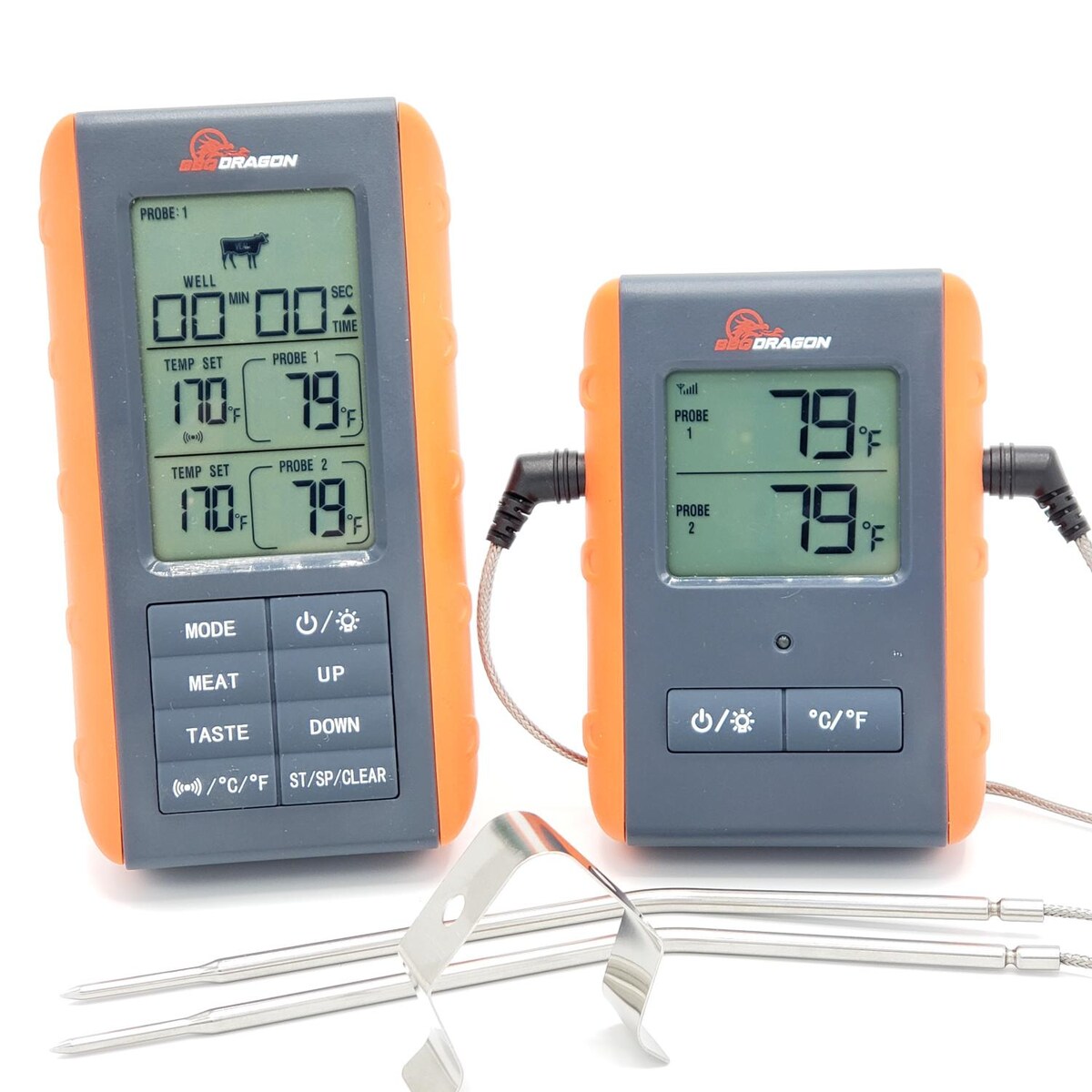 BBQ Dragon Remote Wireless Meat Thermometer w/ 2 Probes - Mycitystee