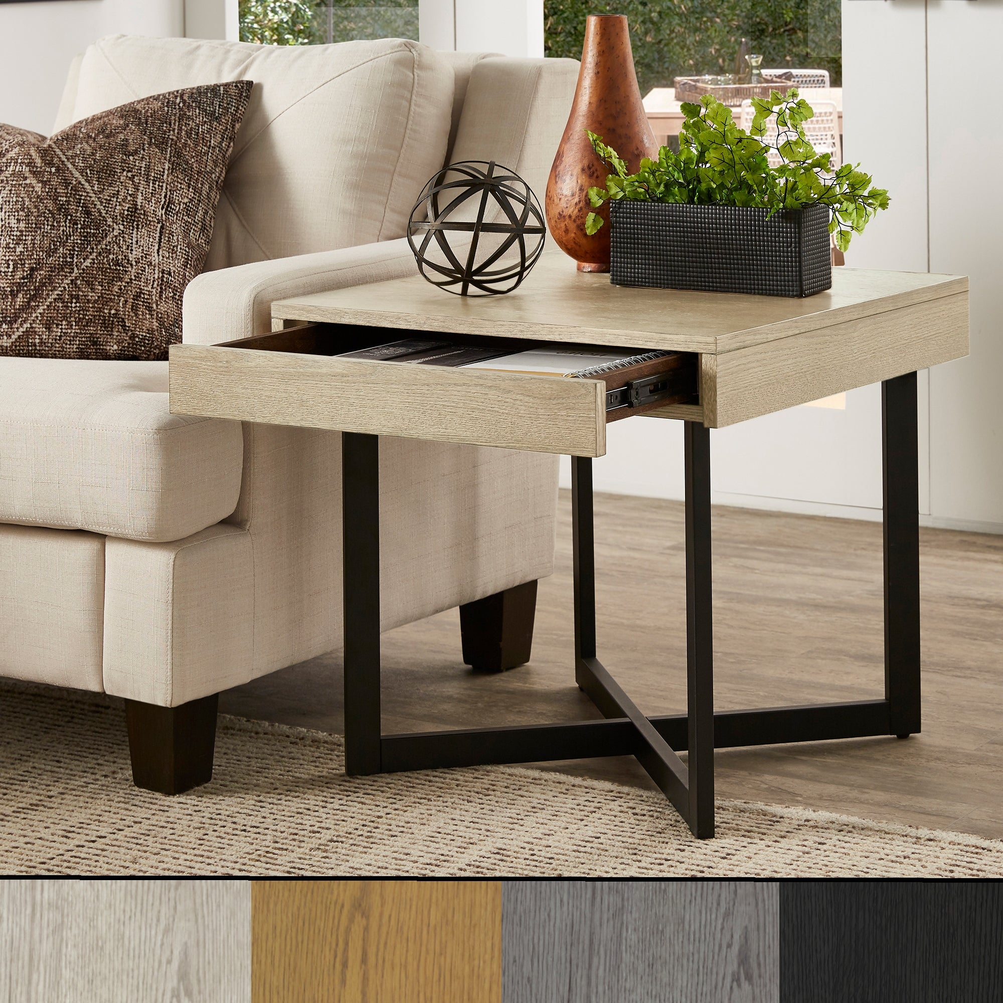 Eldersley Wood Finish End Table with One Drawer by iNSPIRE Q Modern - Mycitystee