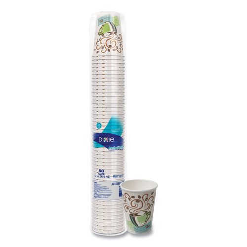 Dixie PerfecTouch Paper Hot Cups， 12 oz， Coffee Haze Design， 50/Pack (5342CDPK) - Mycitystee