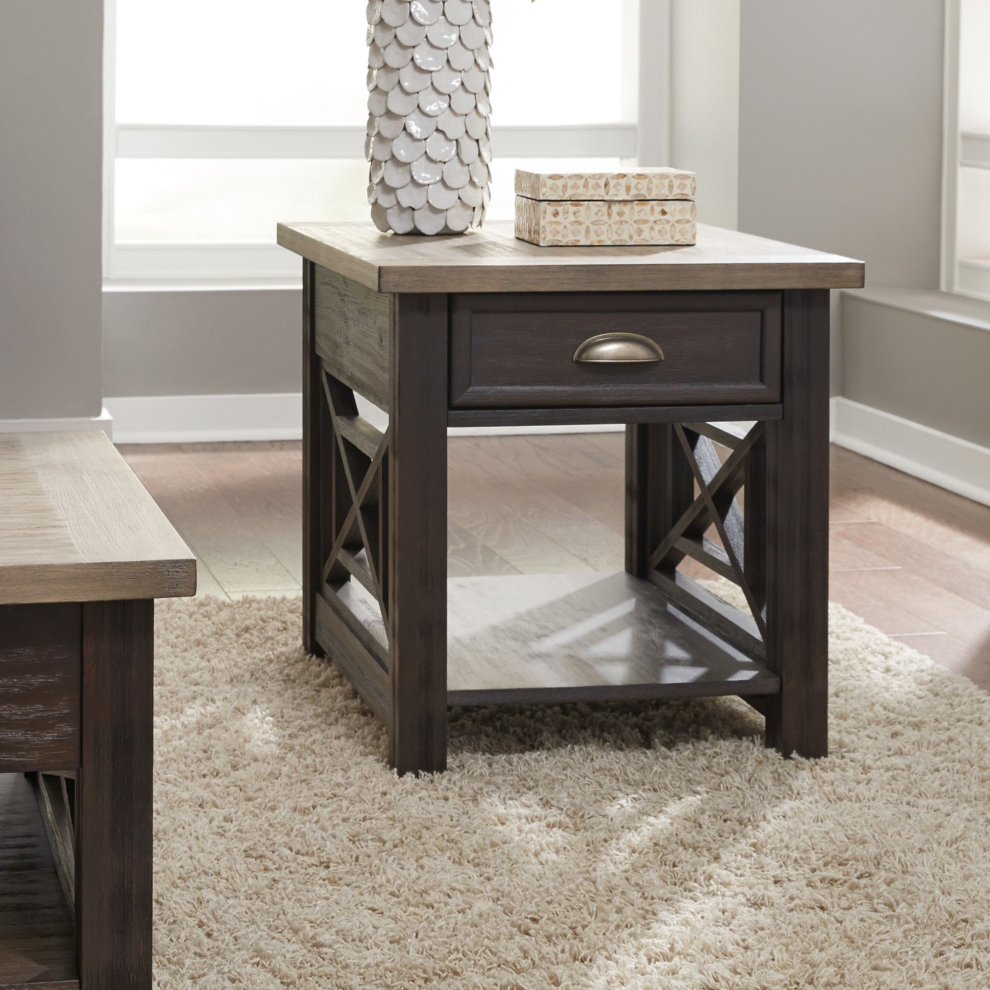 Heatherbrook Charcoal and Ash Drawer End Table - Mycitystee