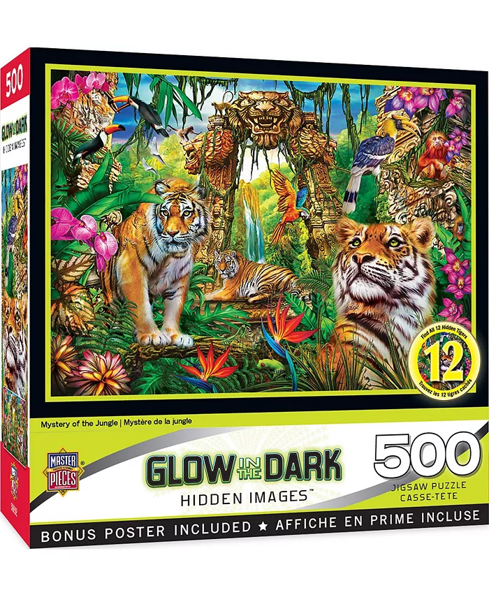 MasterPieces Puzzles Hidden Images Glow In The Dark Mystery of the Jungle 500 Piece Puzzle - Mycitystee