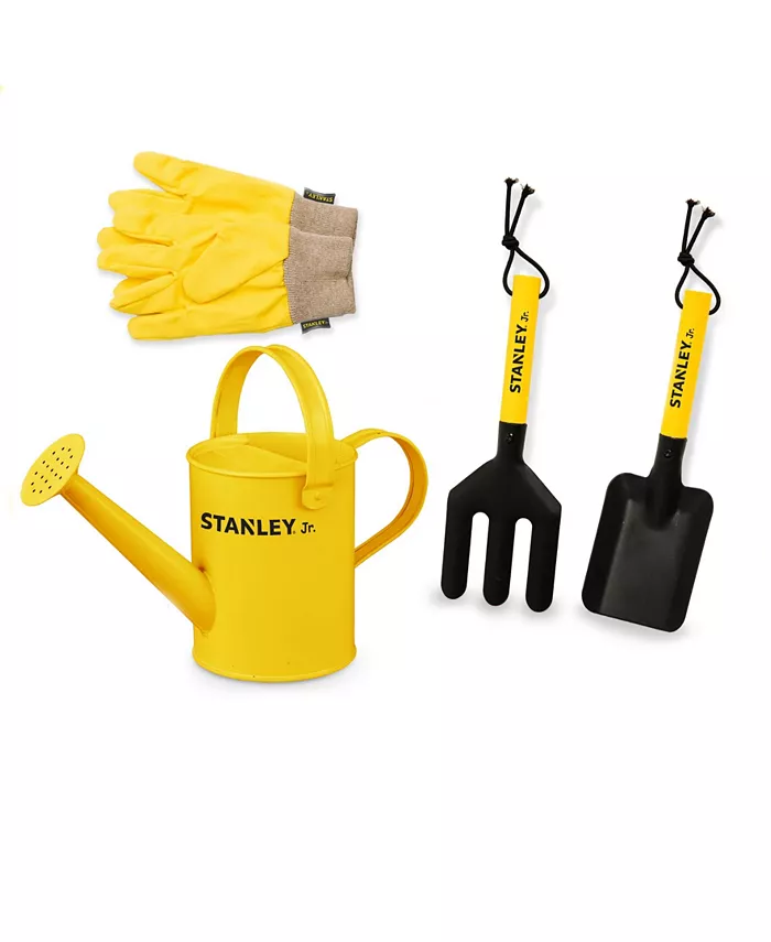 Red Tool Box Stanley Jr Garden Hand Tool Set with Gloves For Kids， 4 Pieces - Mycitystee