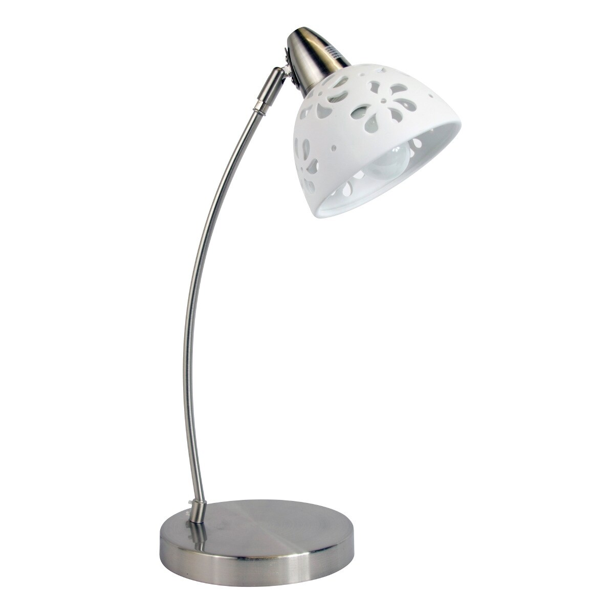 Simple Designs Brushed Nickel Desk Lamp with White Porcelain Flower Shade - 7.09 x 7.09 x 20.28 (L x W x H) - Mycitystee