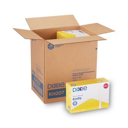 Dixie Plastic Cutlery， Heavyweight Knives， White， 1，000/Carton (KH207CT) - Mycitystee