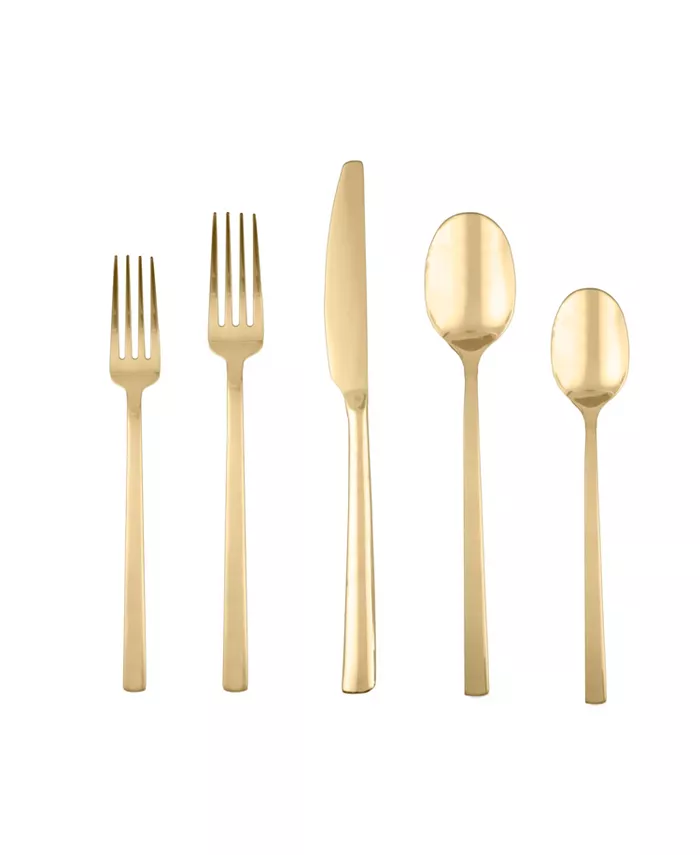 Cambridge Silversmiths Beacon Gold Mirror 20-Piece Flatware Set， Service for 4 - Mycitystee