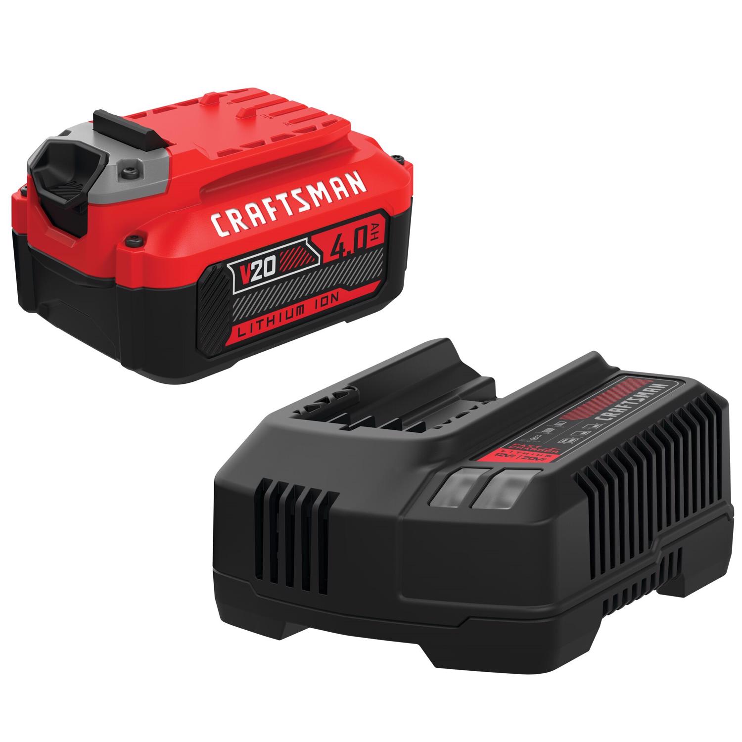 Craftsman 20 V 4 Ah Lithium-Ion Battery and Charger 2 pc - Mycitystee