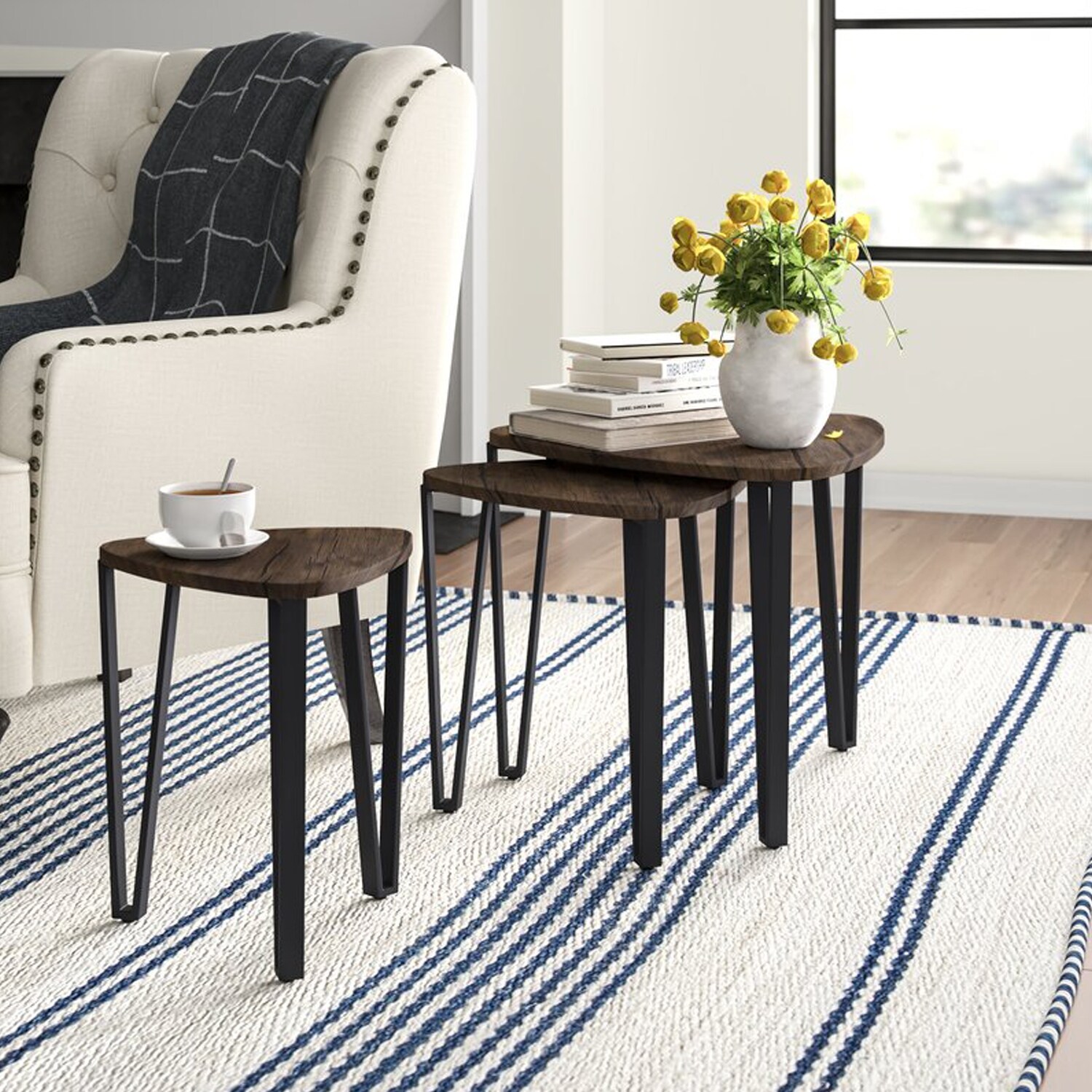 Homylin Nesting Coffee Table Set - Black/Brown- 3-Piece - Mycitystee