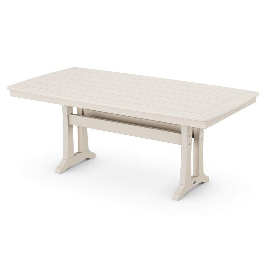 POLYWOOD Nautical Trestle 38 X 72-Inch Dining Table in Sand - Mycitystee