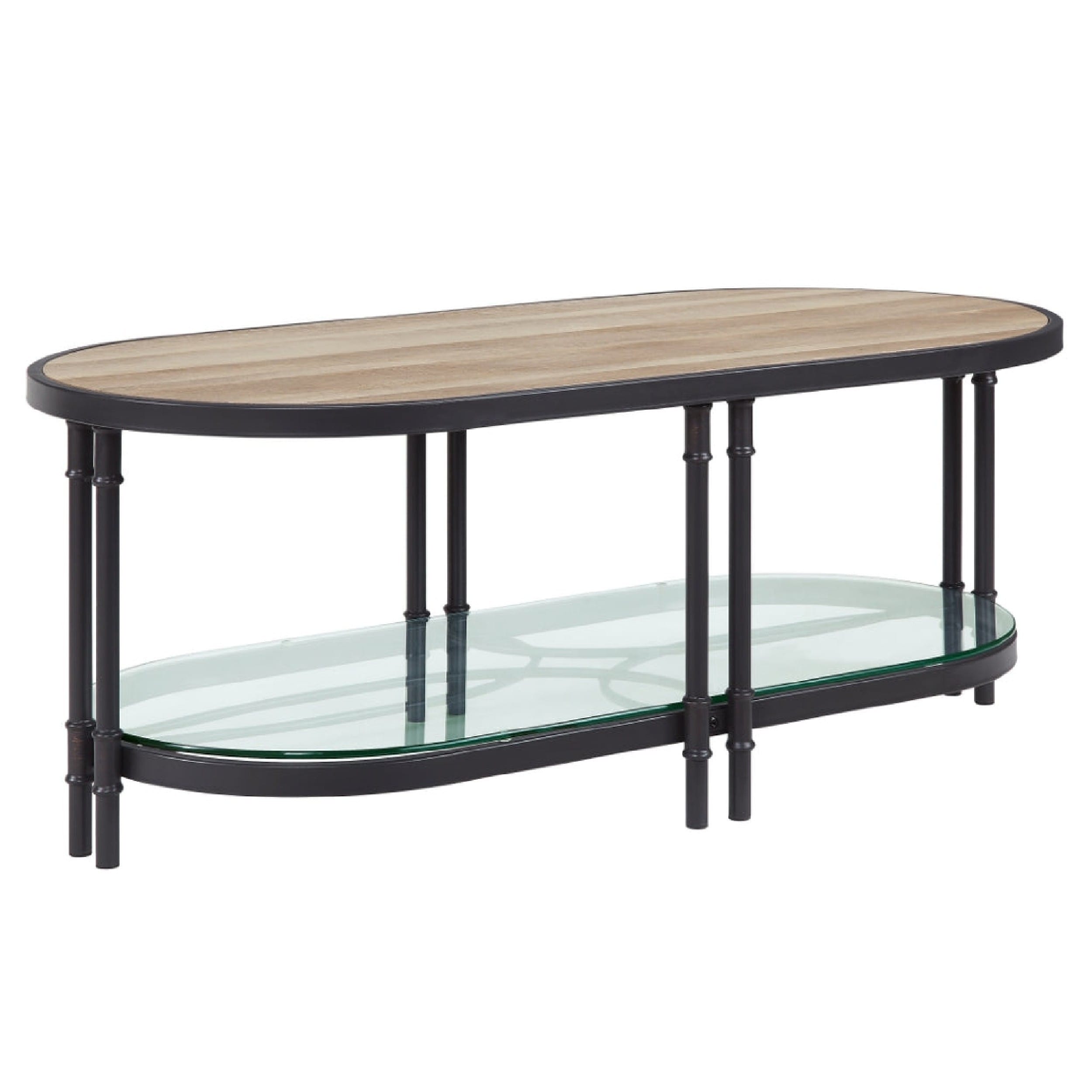 Ley 47 Inch Wood Coffee Table， Oblong， Industrial Design， Oak - Mycitystee