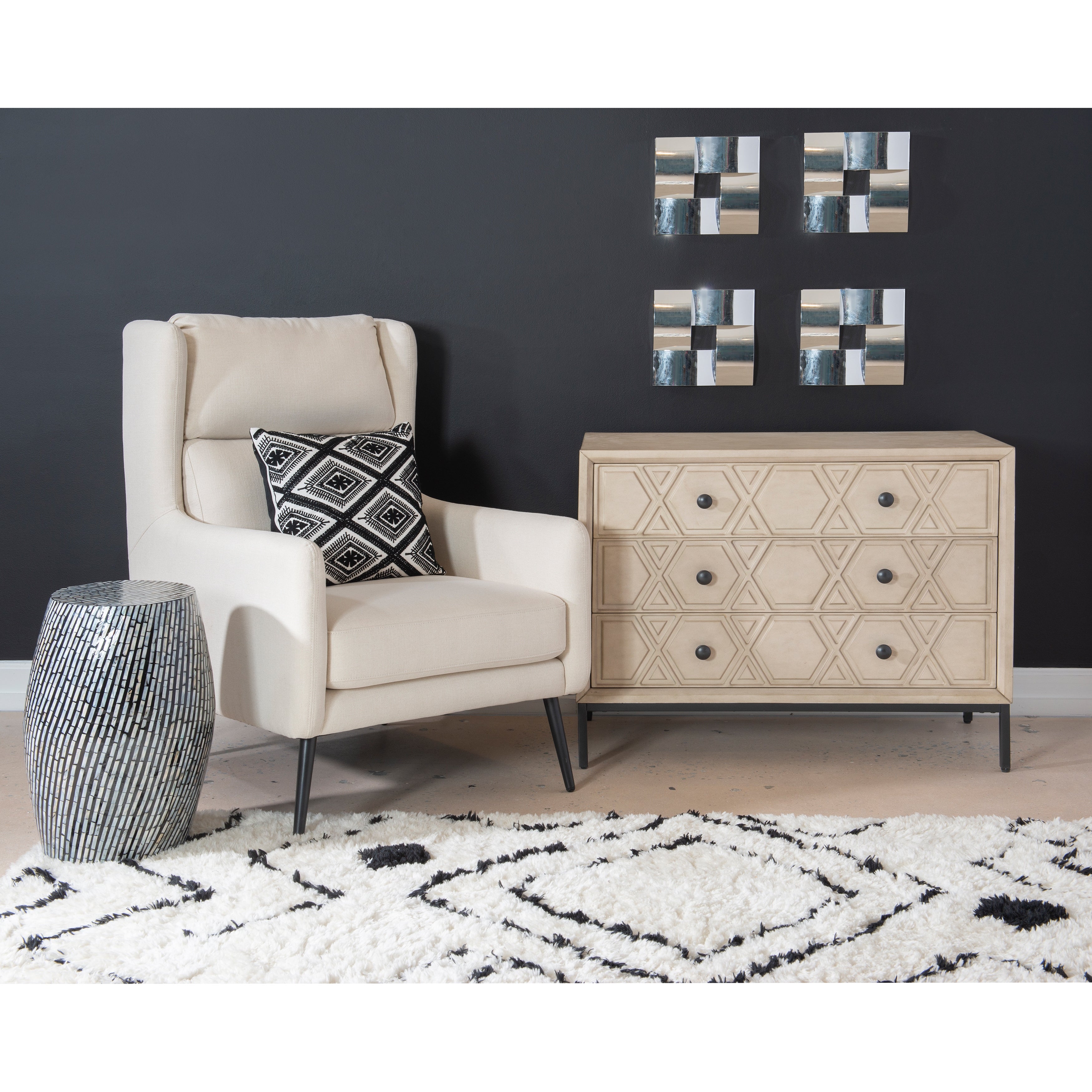Prague Capiz Zebra Mosaic Drum Table - Mycitystee