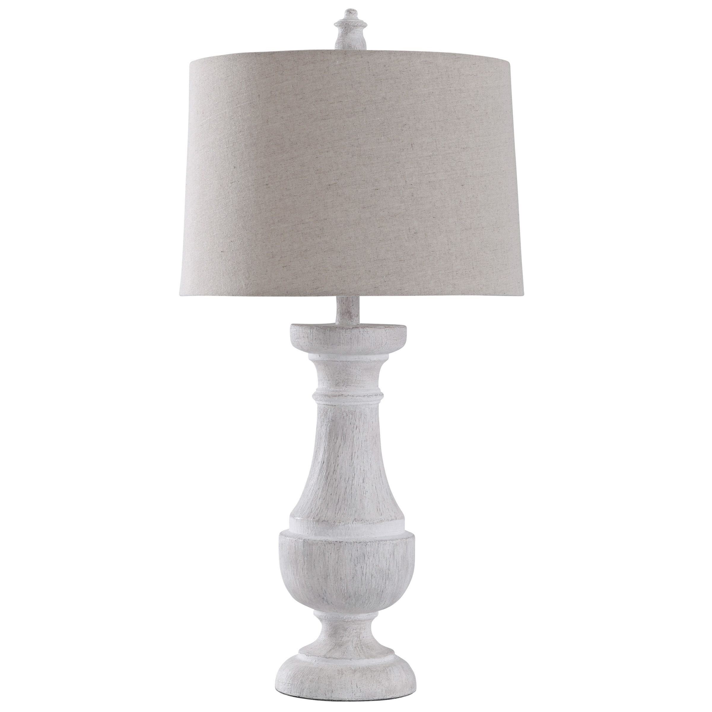 Quail Weathered White Urn Table Lamp with Oatmeal Tapered Drum Shade - Mycitystee