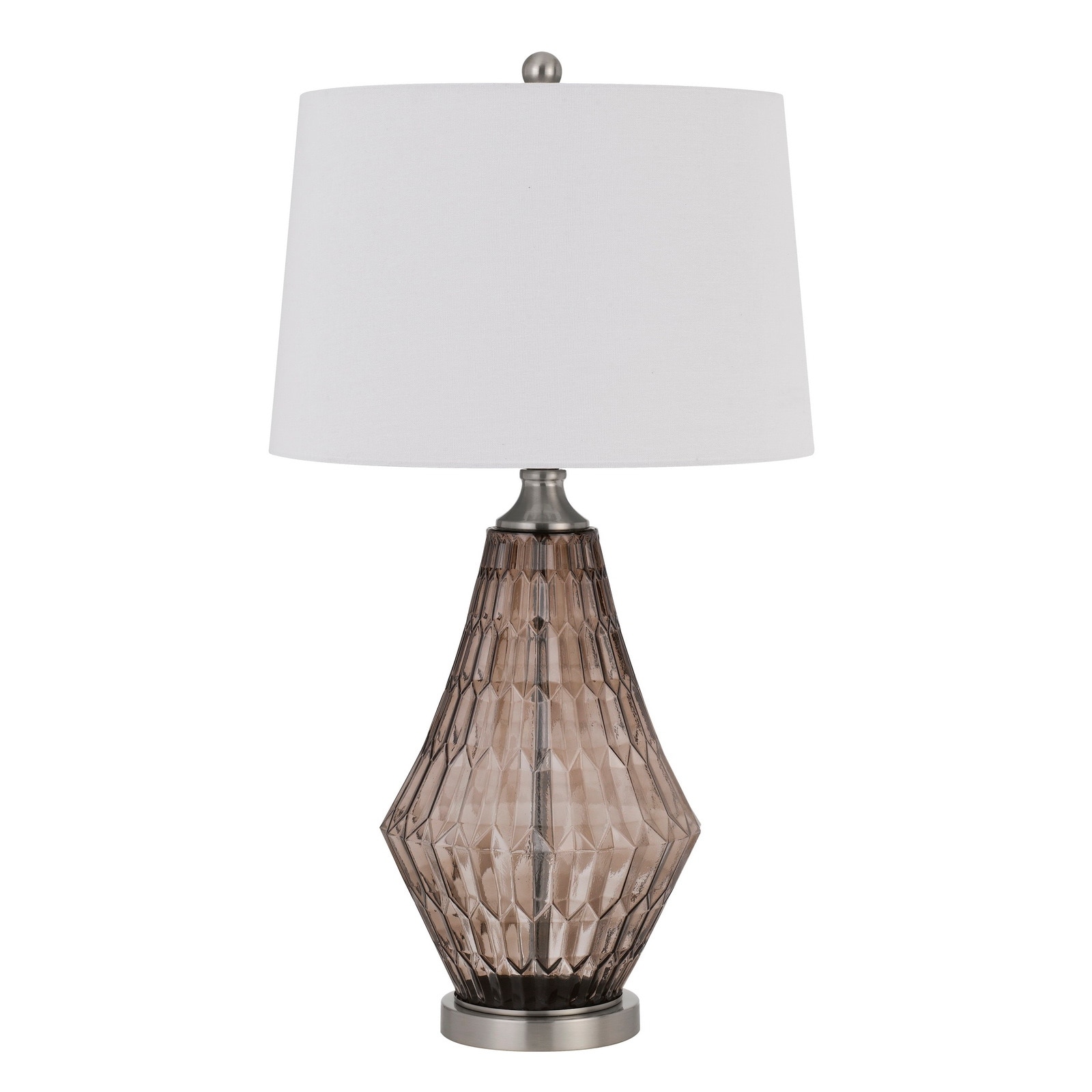 31 Inch Glass Table Lamp with Dimmer， Geometric Base， Brown - Mycitystee