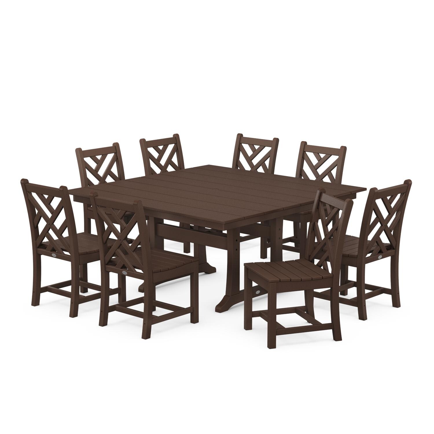 POLYWOOD Chippendale 9-Piece Farmhouse Trestle Dining Set - Mycitystee