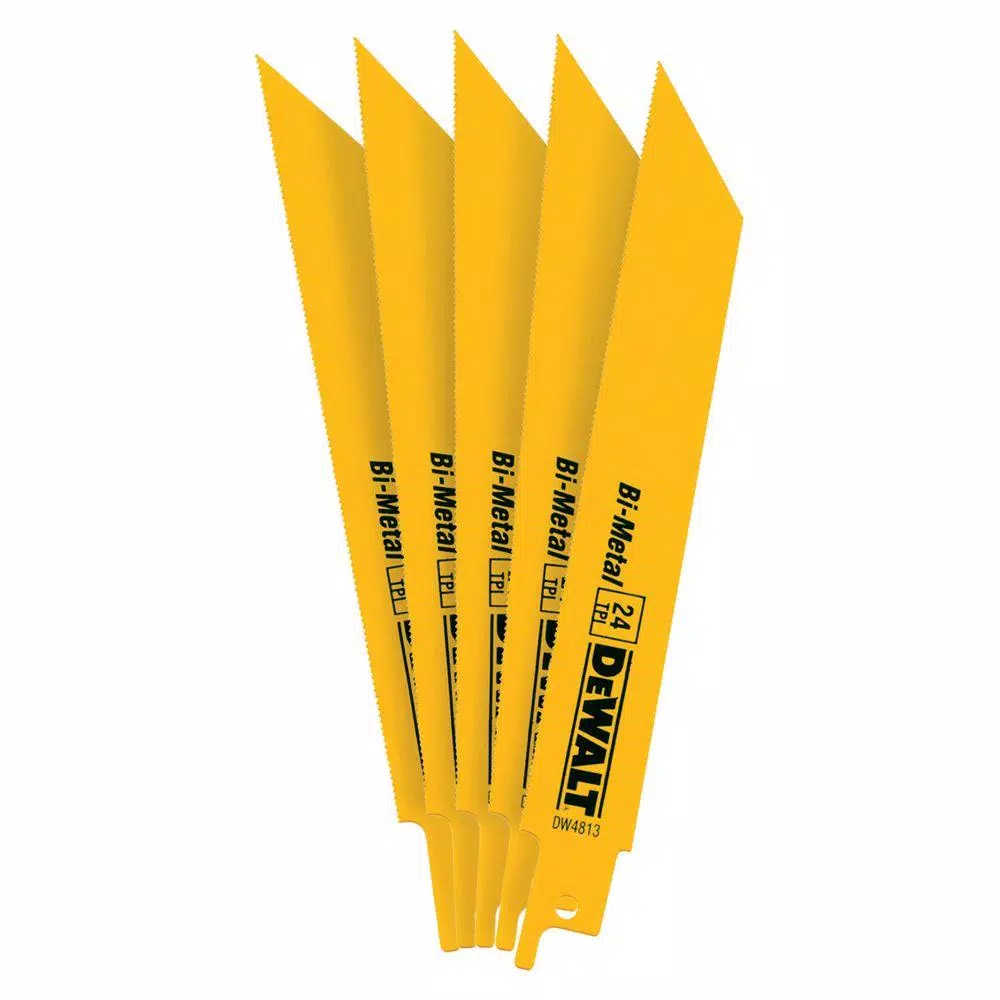DEWALT 6 in. 24 Teeth per in. Straight Back Bi-Metal Reciprocating Saw Blade (5-Pack) and#8211; XDC Depot - Mycitystee