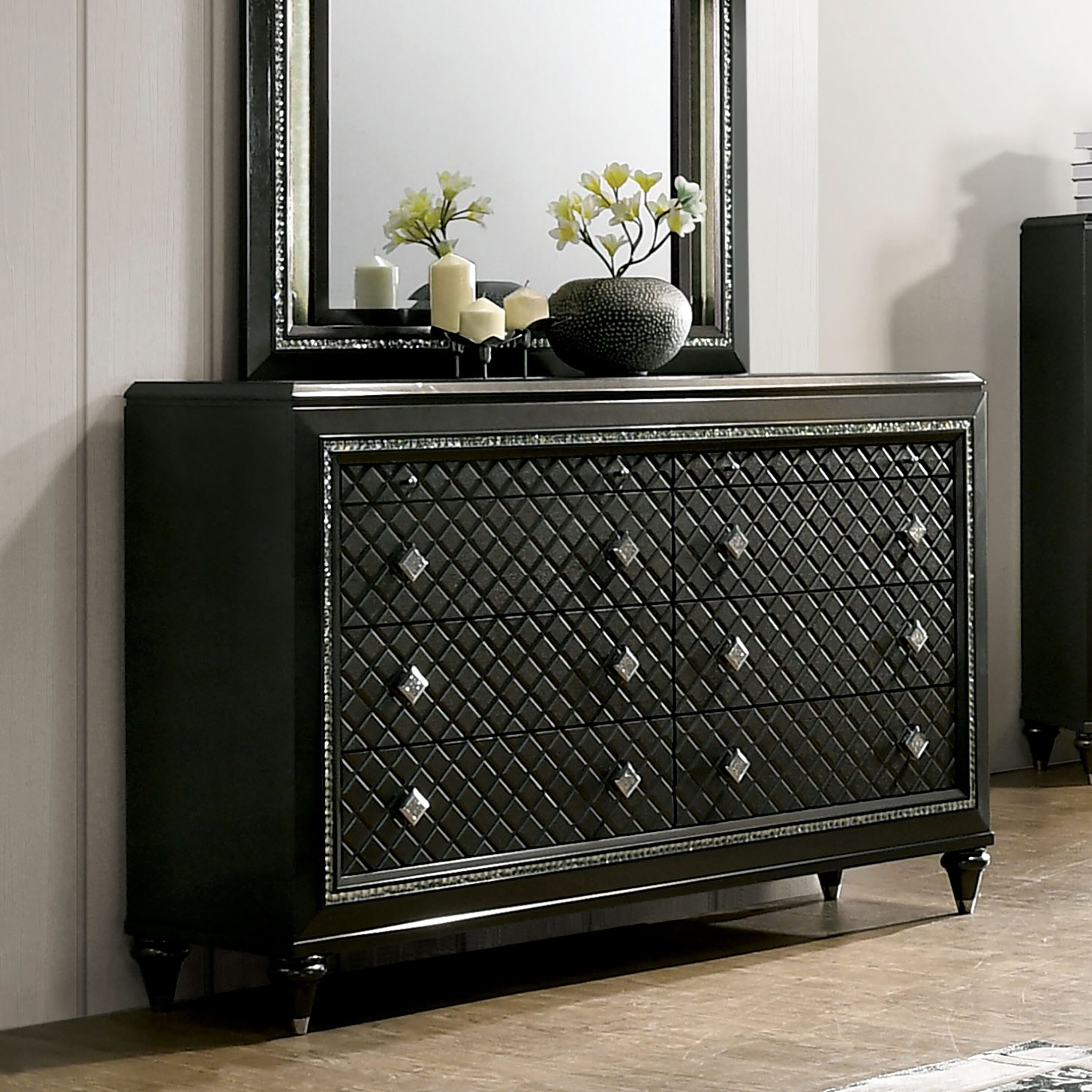 Furniture of America Quista Contemporary Metallic Grey 8-drawer Dresser - - 32851344 - Mycitystee
