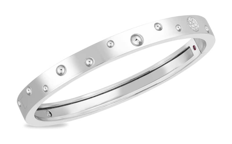 Roberto Coin 18KT White Gold And Diamond Pois Moi Luna Thin Bangle - Mycitystee