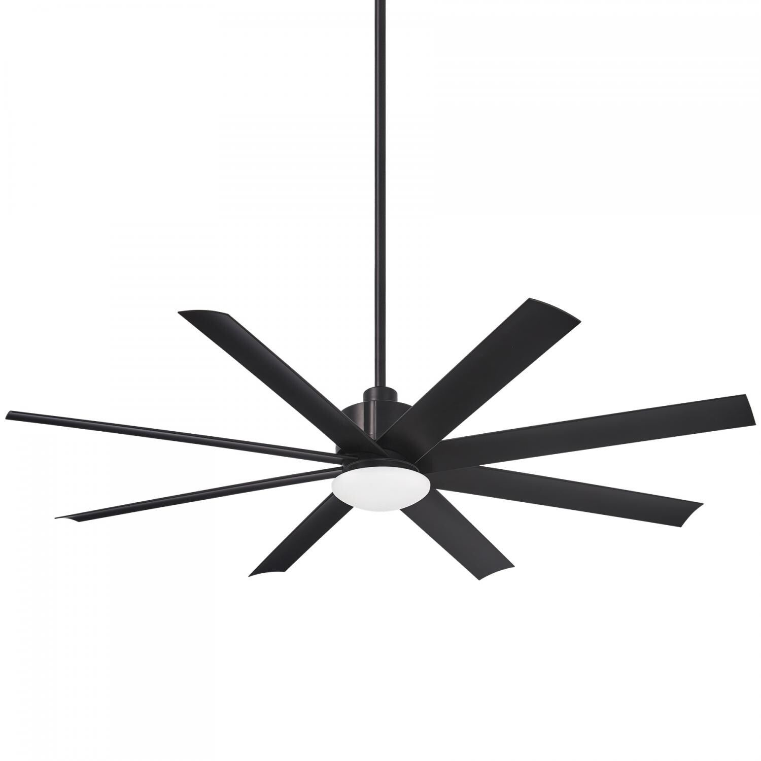 Minka-Aire Slipstream 65-Inch 8-Blade LED Ceiling Fan in Coal Finish W/ Distressed Koa Blades and Etched Opal Glass - Mycitystee