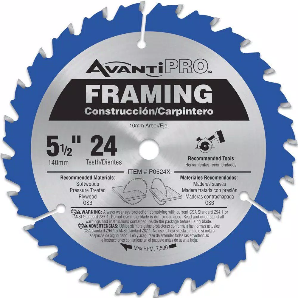 Avanti Pro 5-1/2 in. x 24-Teeth Framing Saw Blade and#8211; XDC Depot - Mycitystee